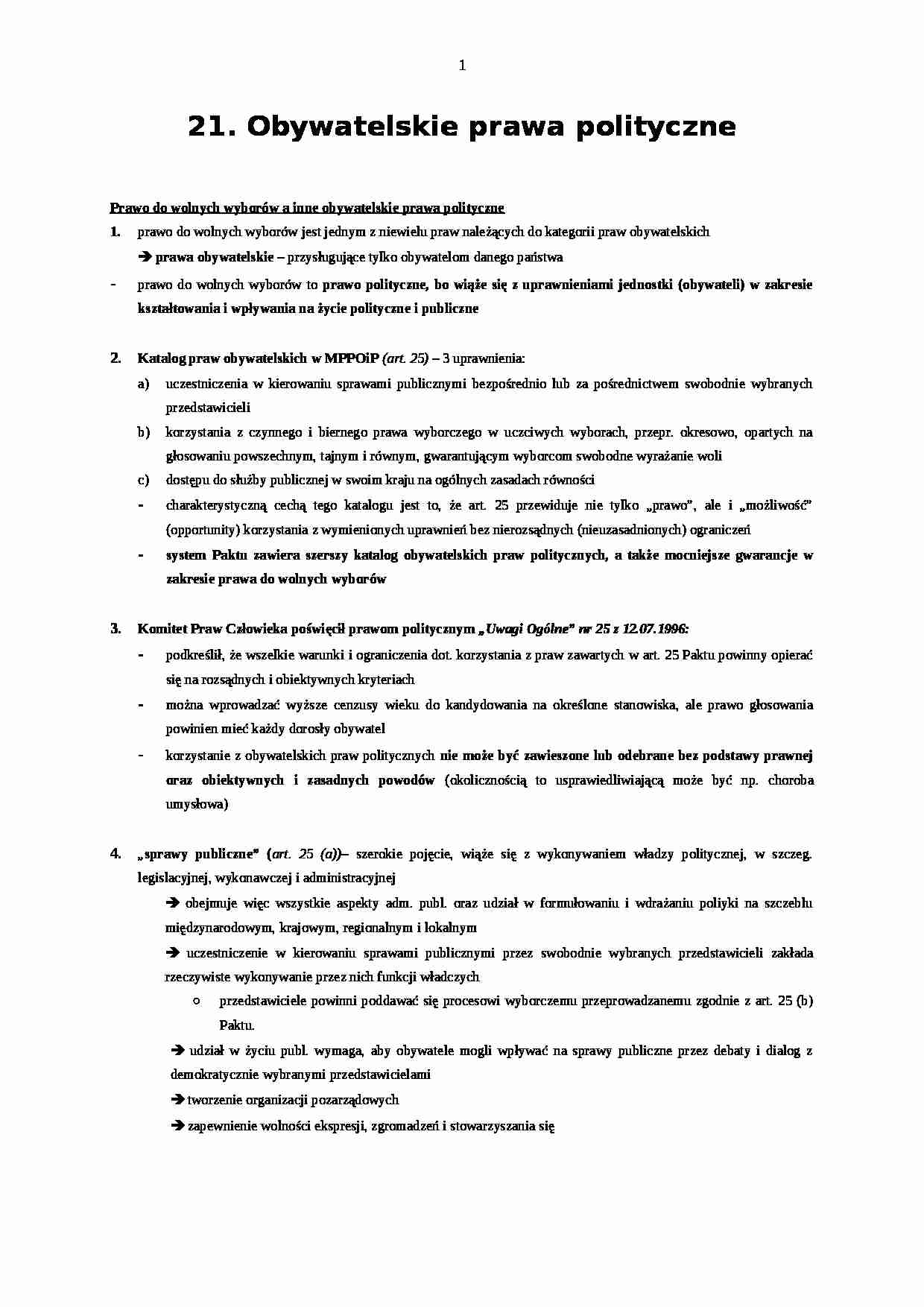 Obywatelskie prawa polityczne - strona 1