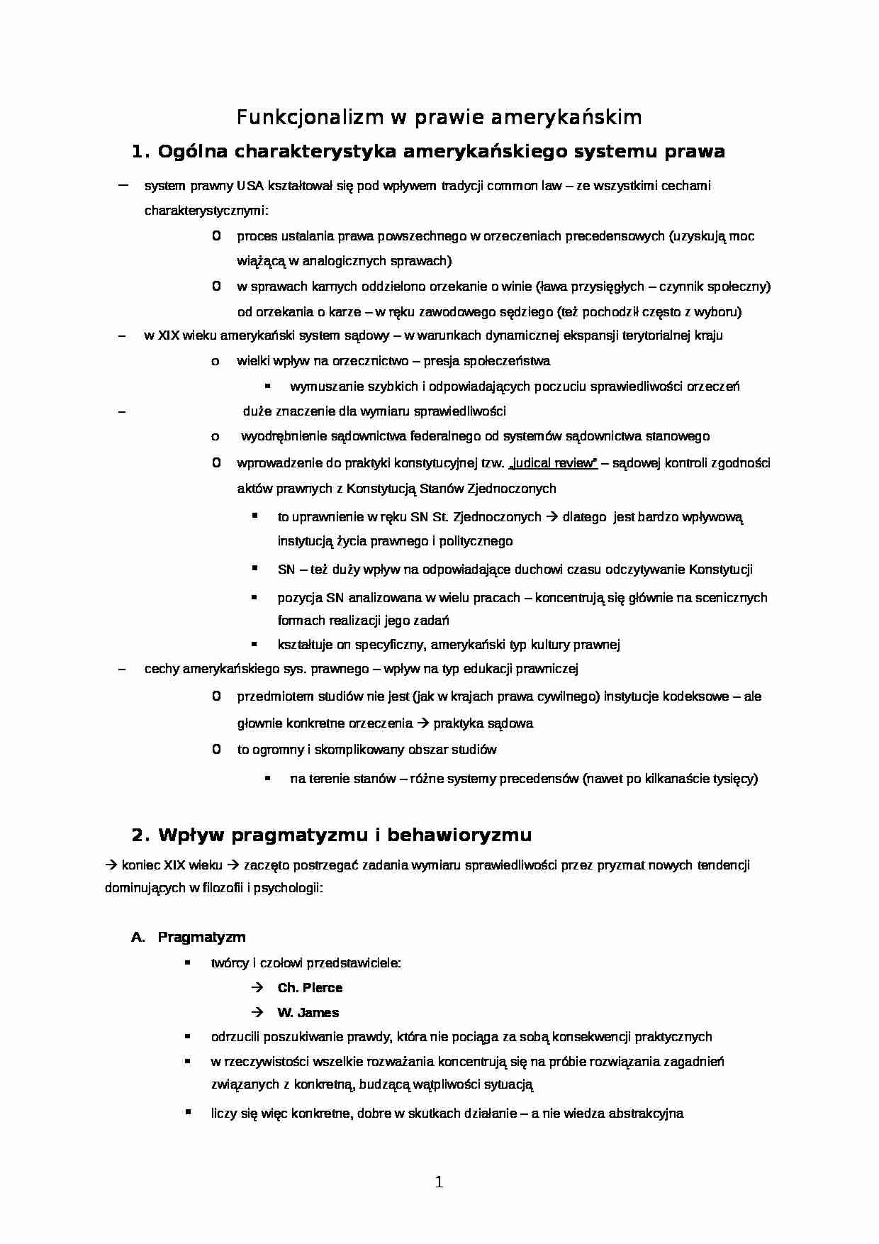 Funkcjonalizm w prawie amerykańskim - strona 1