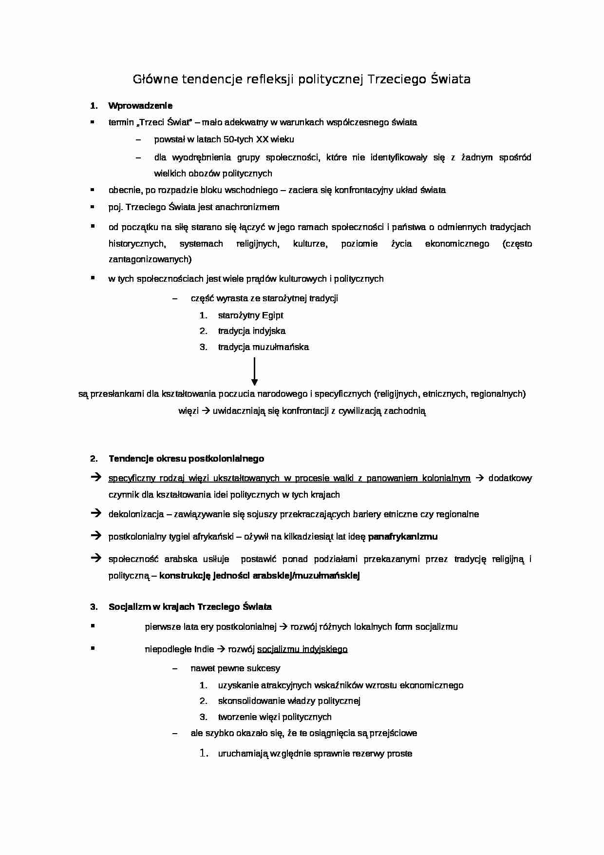 Główne tendencje refleksji politycznej Trzeciego Świata - strona 1