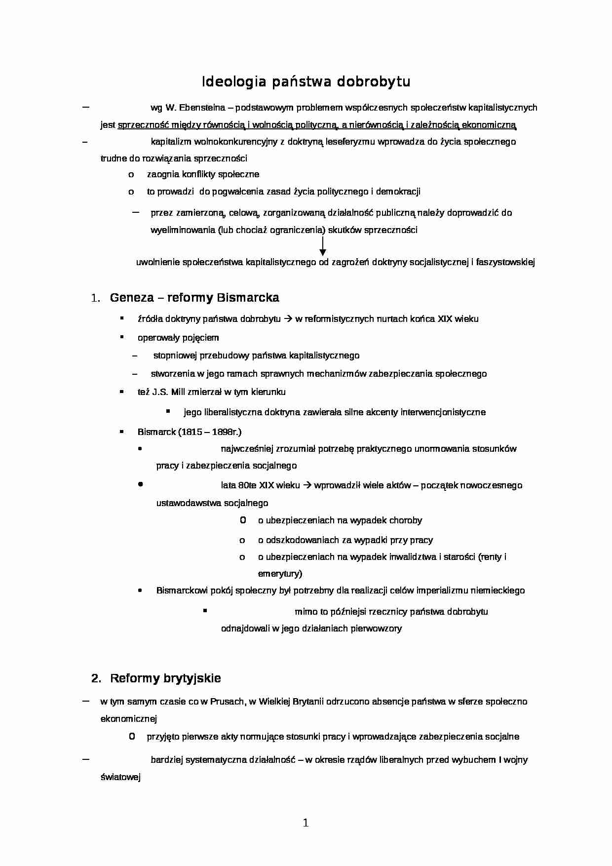 Ideologia państwa dobrobytu - strona 1