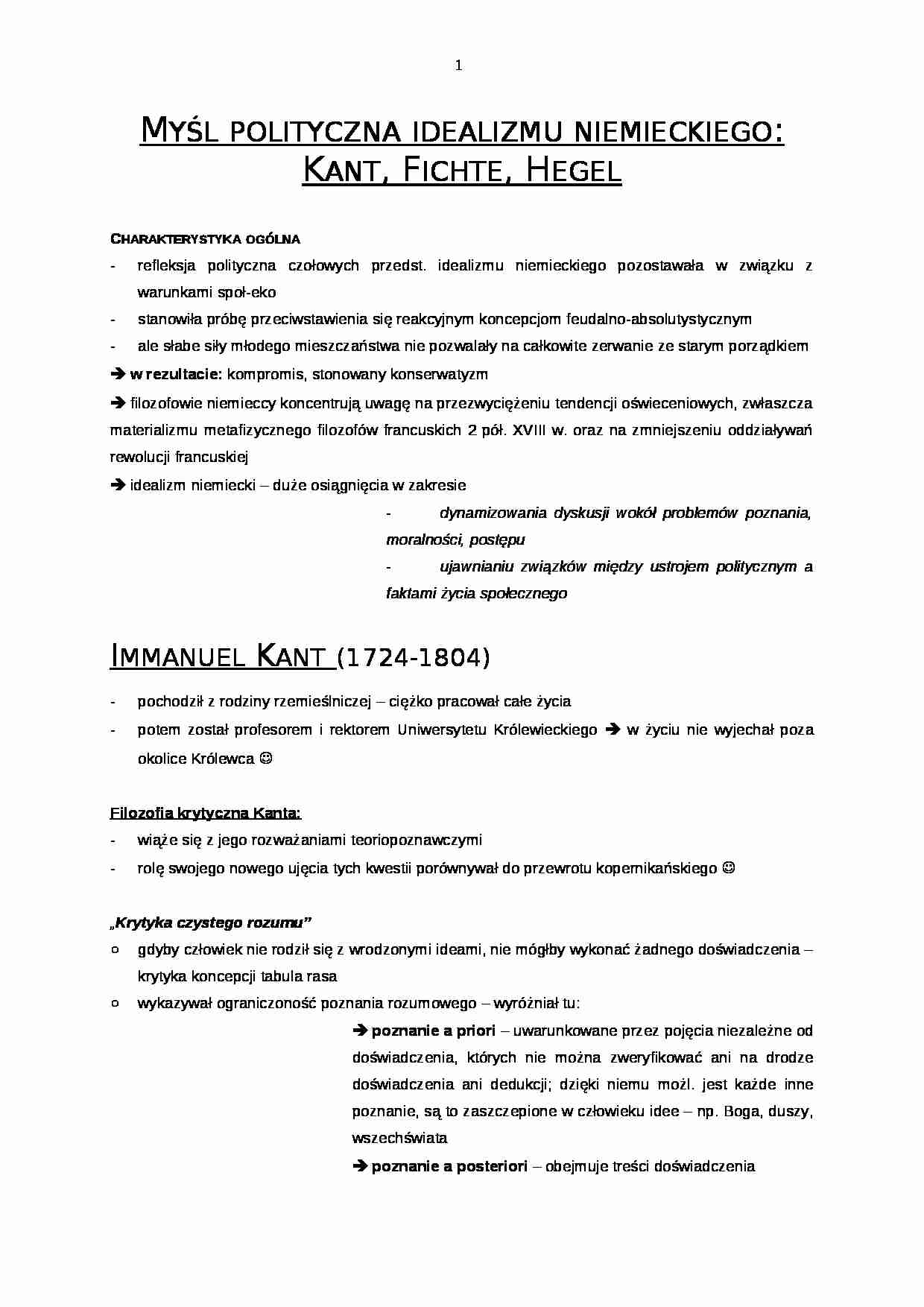 Myśl polityczna idealizmu niemieckiego - strona 1