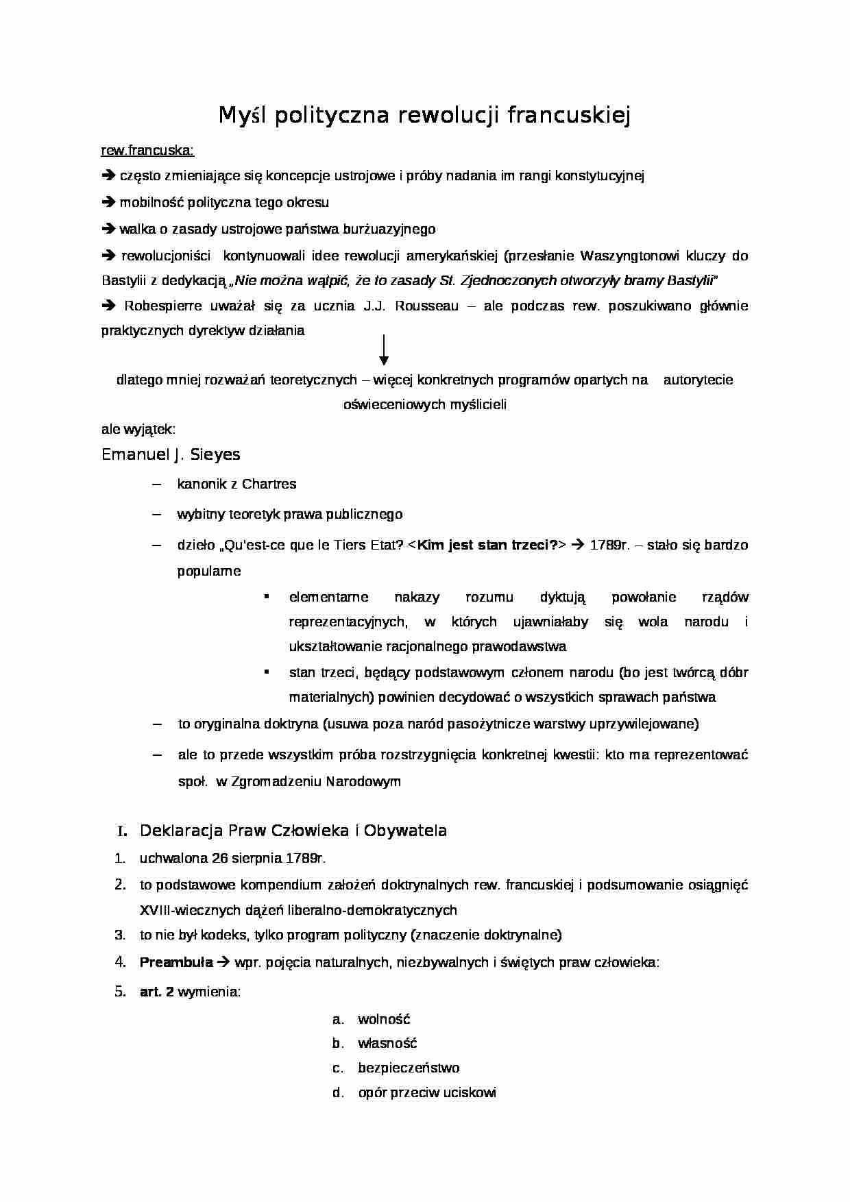 Myśl polityczna rewolucji francuskiej - strona 1