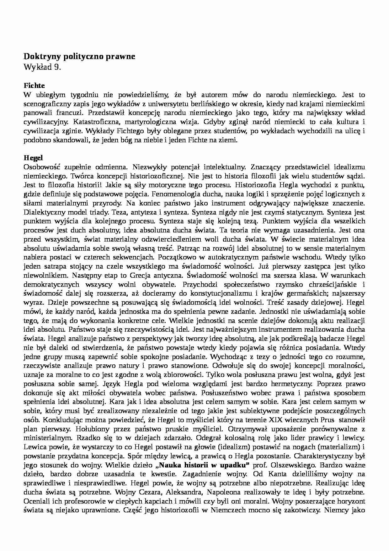 Fichte, Hegel - wykład - strona 1
