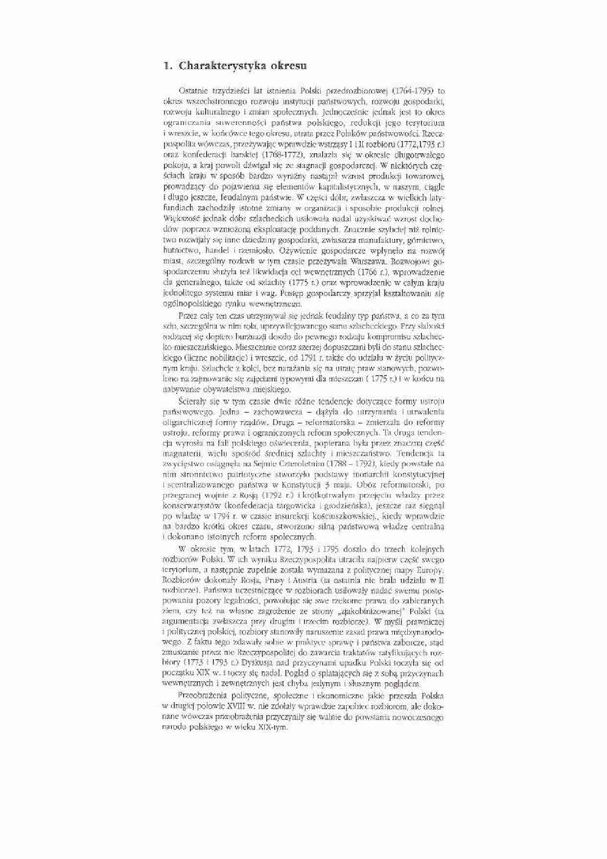 Polska przedrozbiorowa - charakterystyka okresu - strona 1