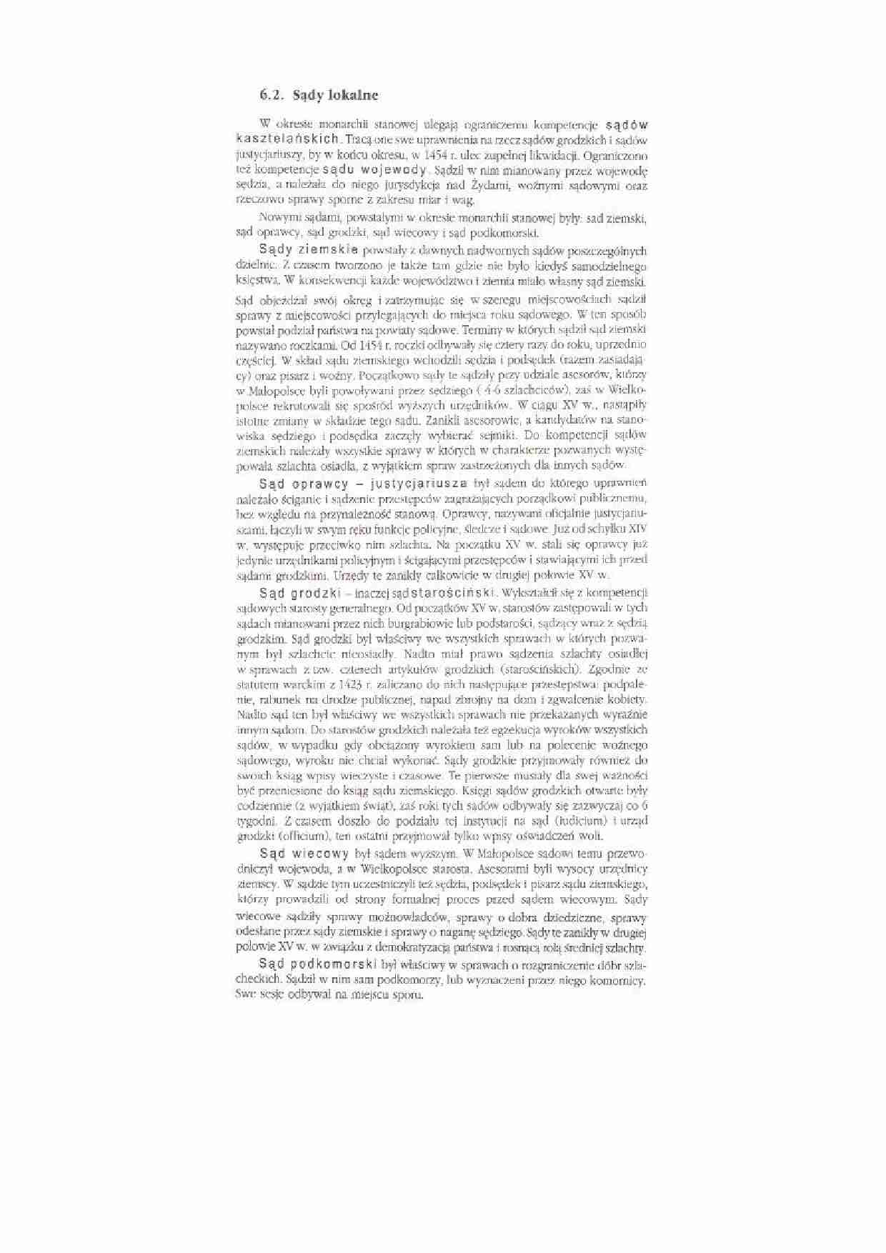 Monarchia stanowa - sądy lokalne - strona 1