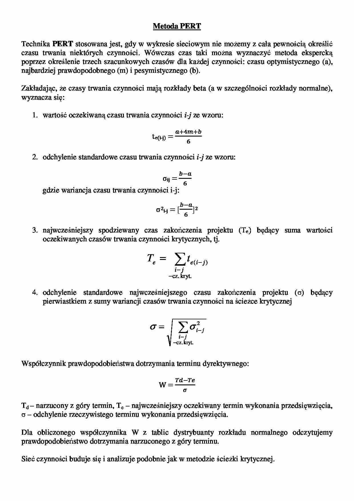Metody sieciowe PERT - strona 1