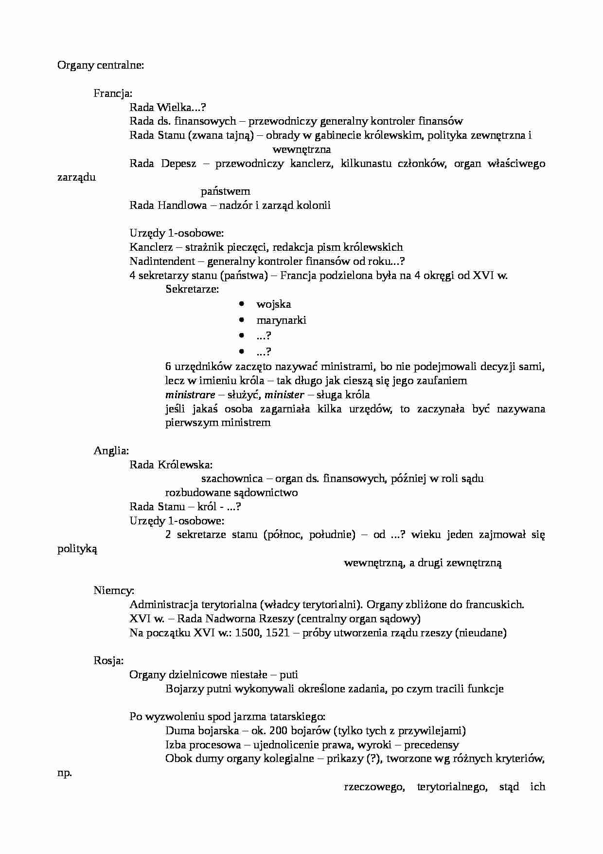Organy centralne - wykład - strona 1