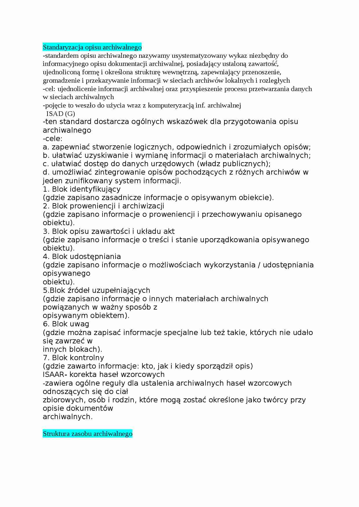 Standaryzacja opisu archiwalnego - strona 1