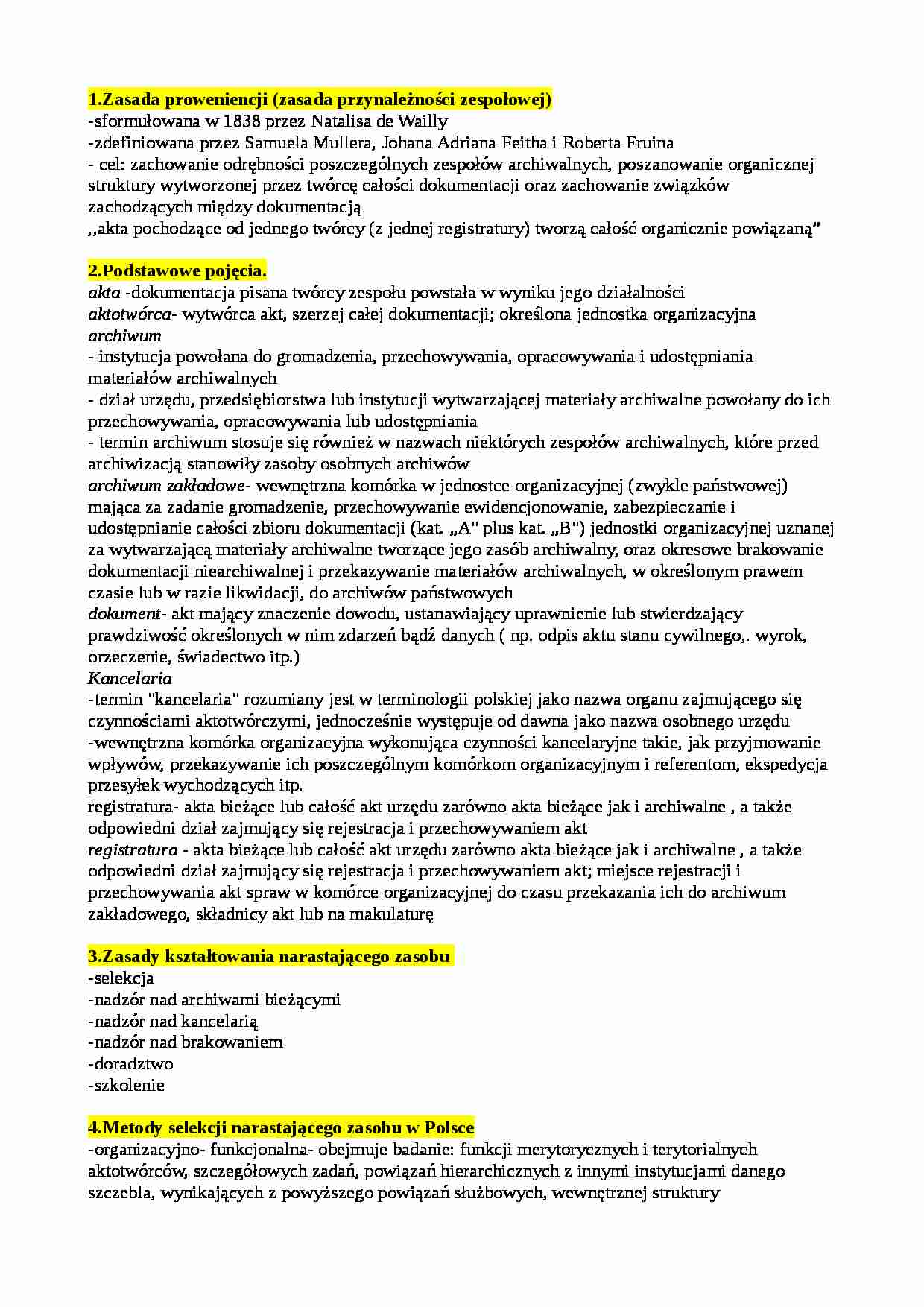 Teoria i metodyka archiwalna - strona 1