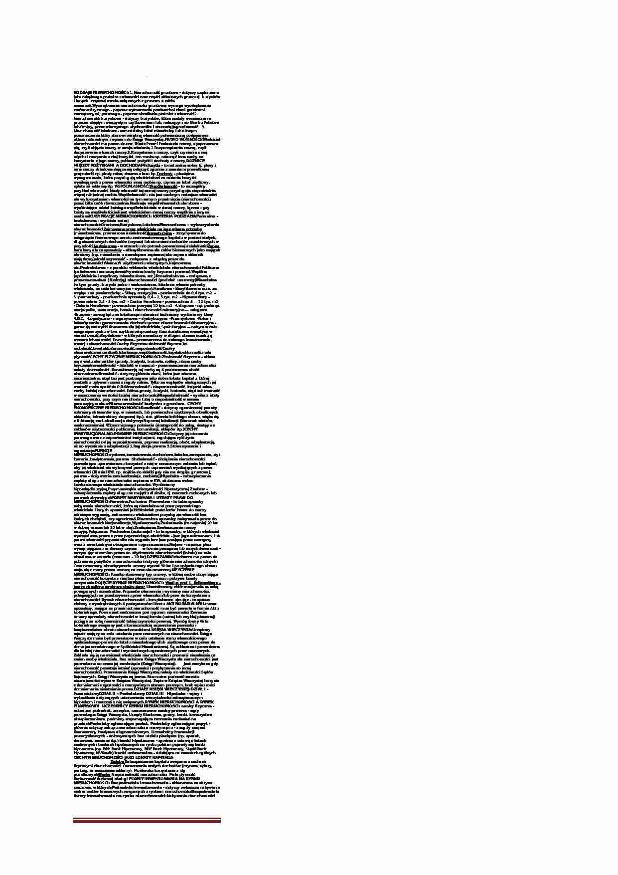 Nieruchomości, pożyczki, dochody - notatki z wykładów - strona 1