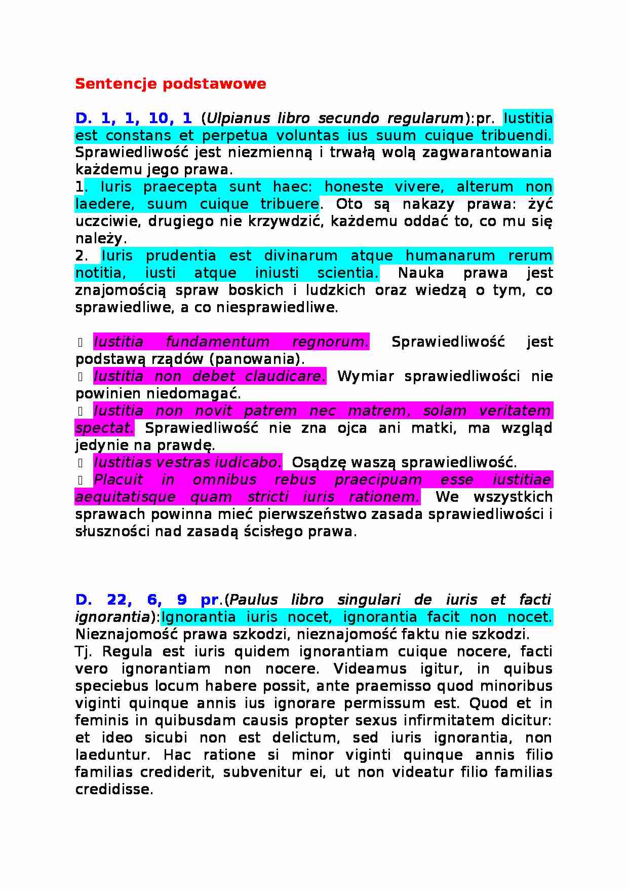 Sentencje podstawowe - strona 1