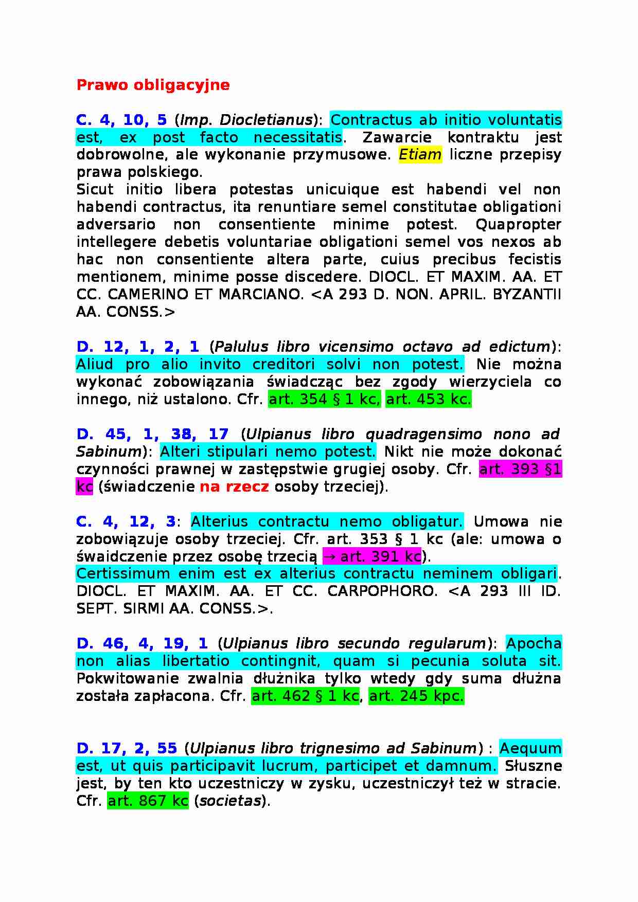 Sentencje prawa obligacyjnego - strona 1