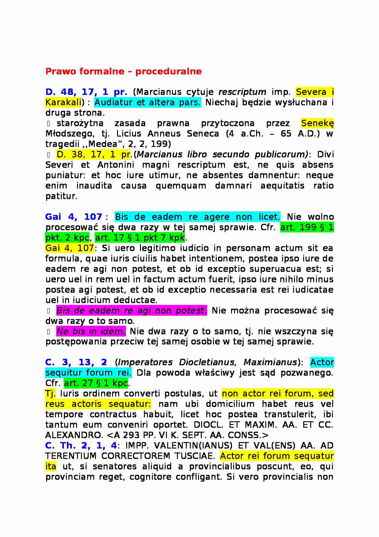 Sentencje prawa procesowego - strona 1