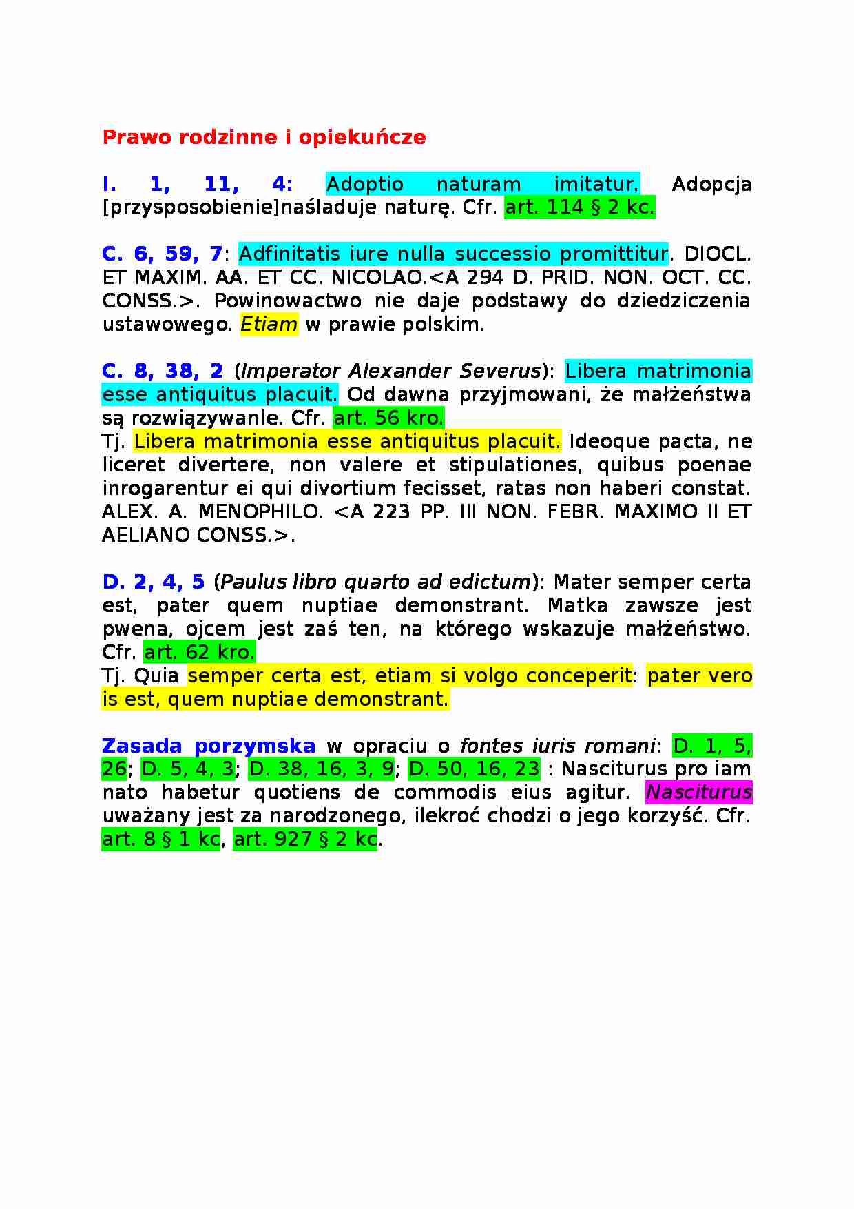Sentencje prawa rodzinnego - strona 1