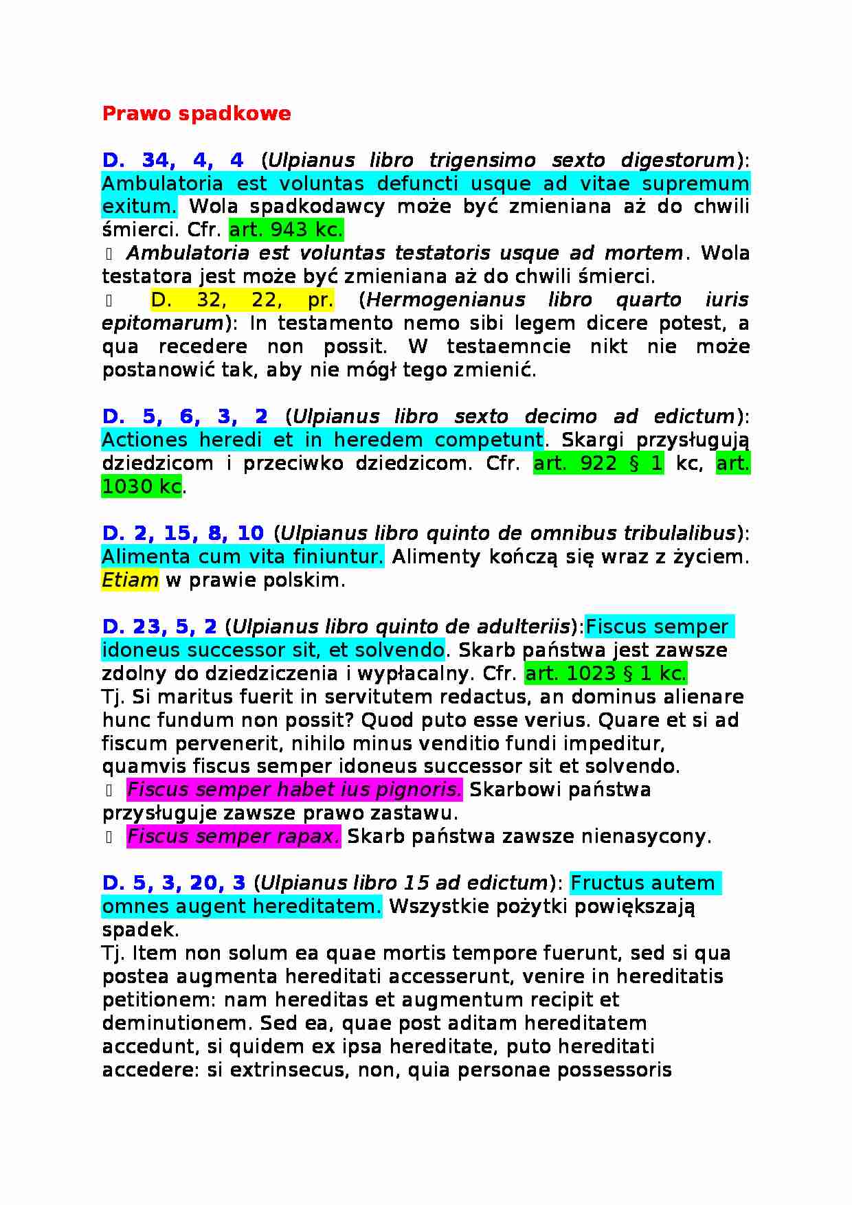 Sentencje prawa spadkowego - strona 1