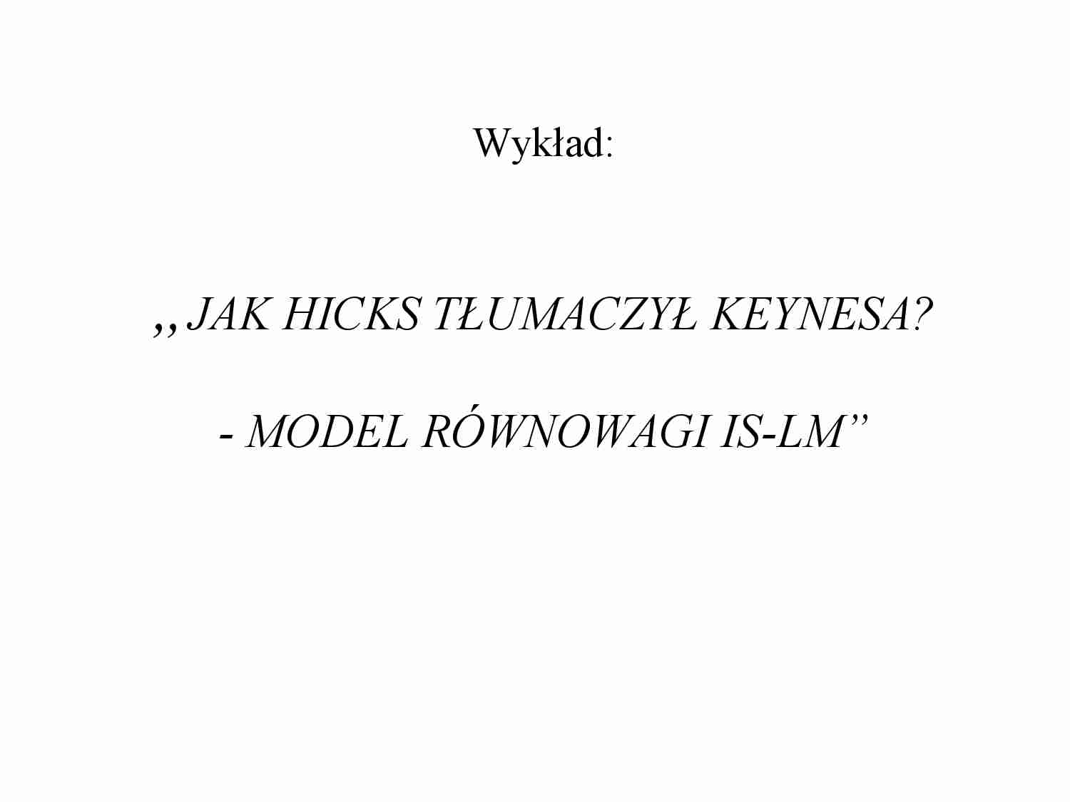 Model równowagi IS-LM - strona 1