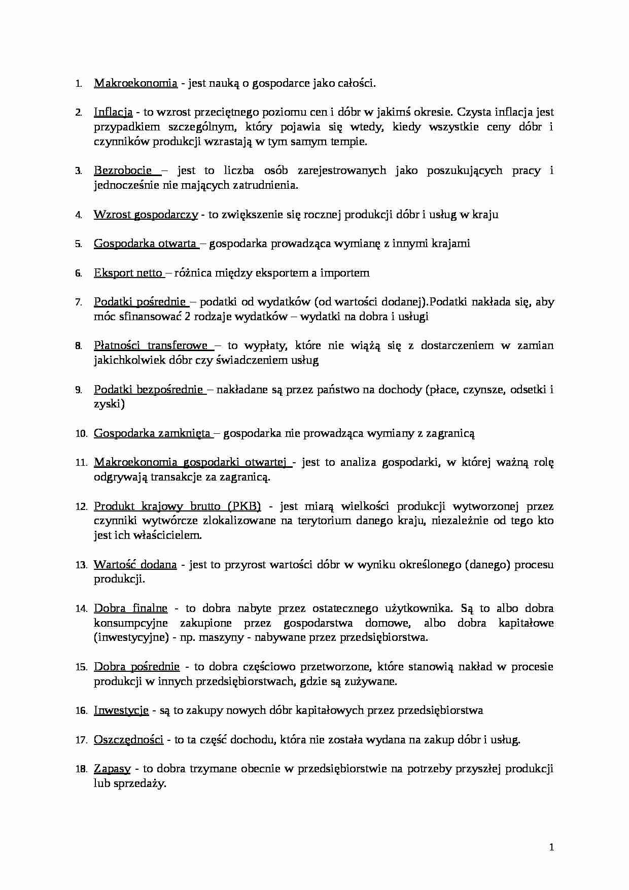 Pojęcia z makroekonomii - strona 1