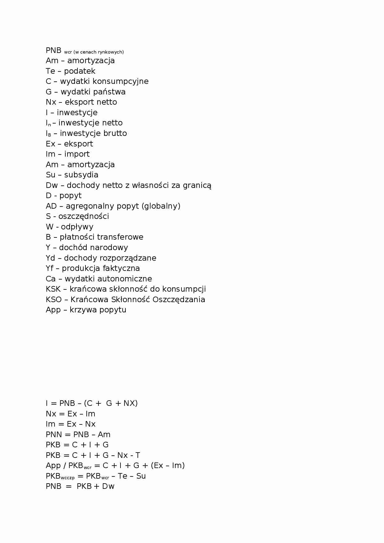 Wzory z makroekonomii - strona 1