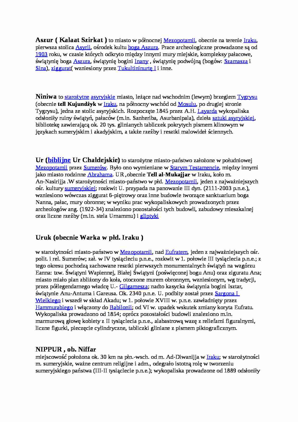 Miasta w Mezopotamii historycznej - strona 1