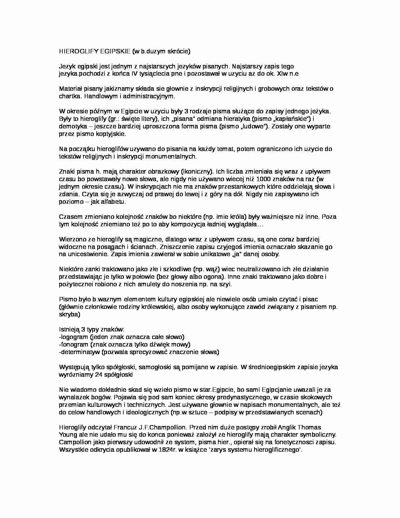 Pismo hieroglificzne - strona 1