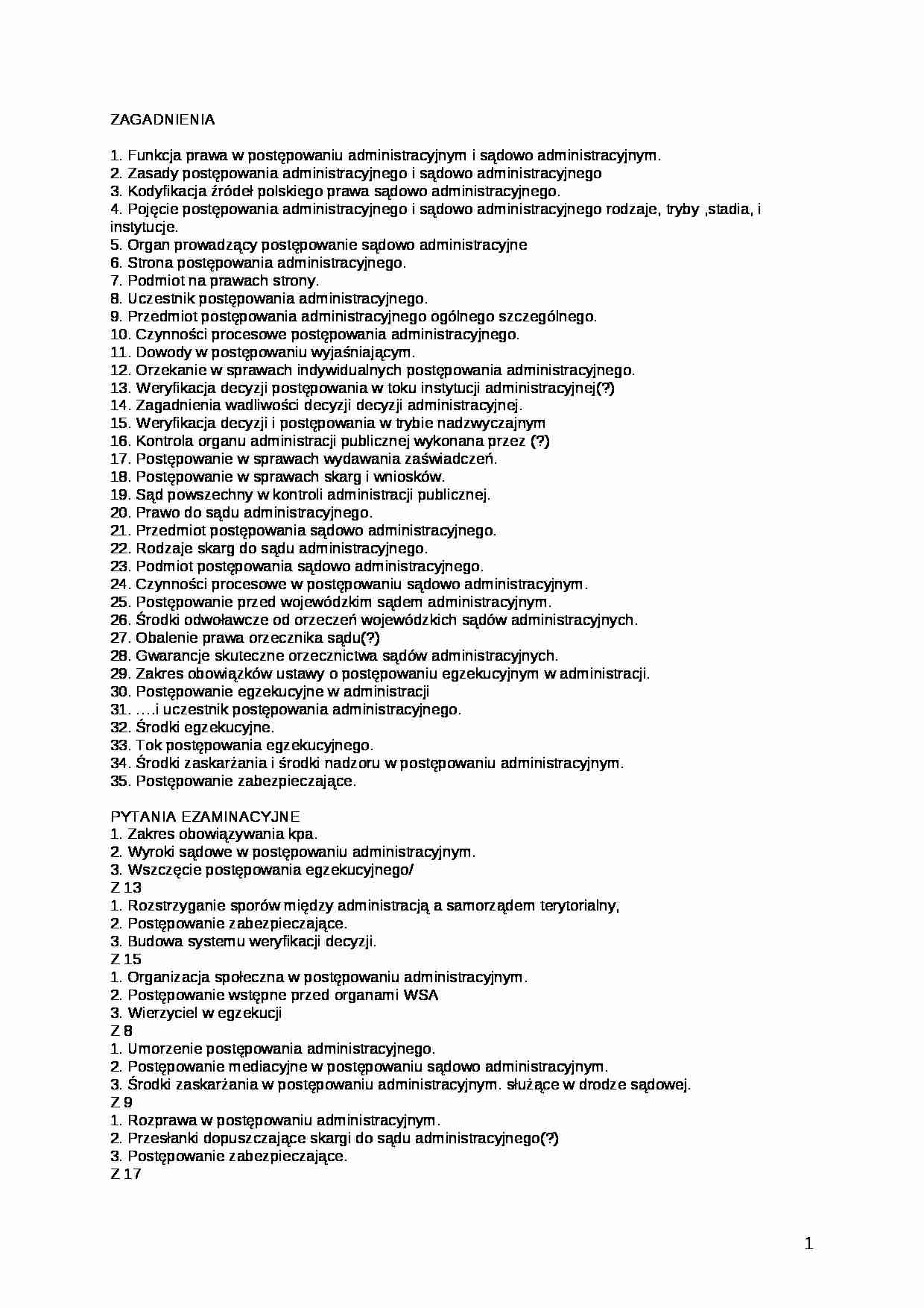 Zagadnienia na egzamin - strona 1