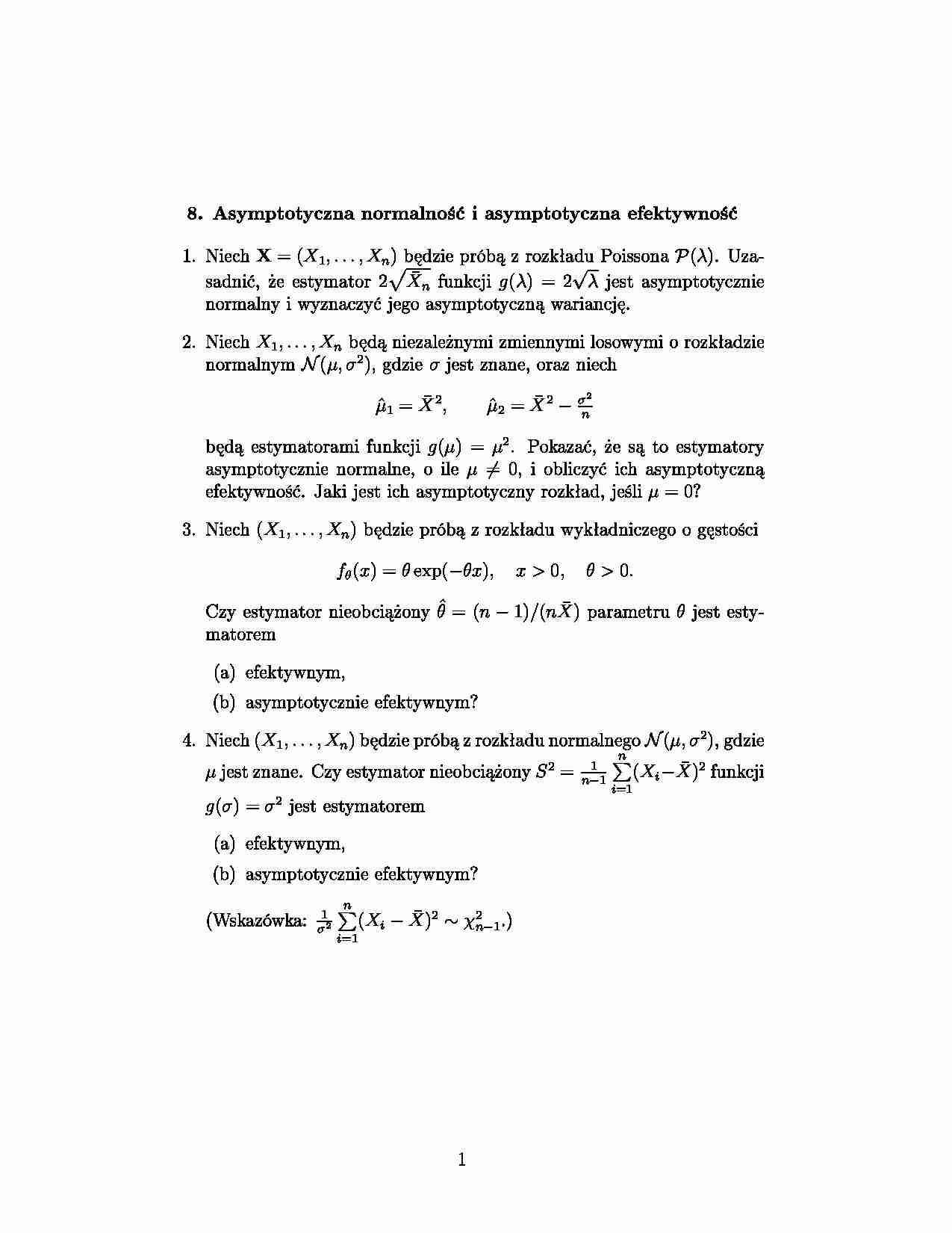 Asymptotyczna normalność i efektowność - strona 1