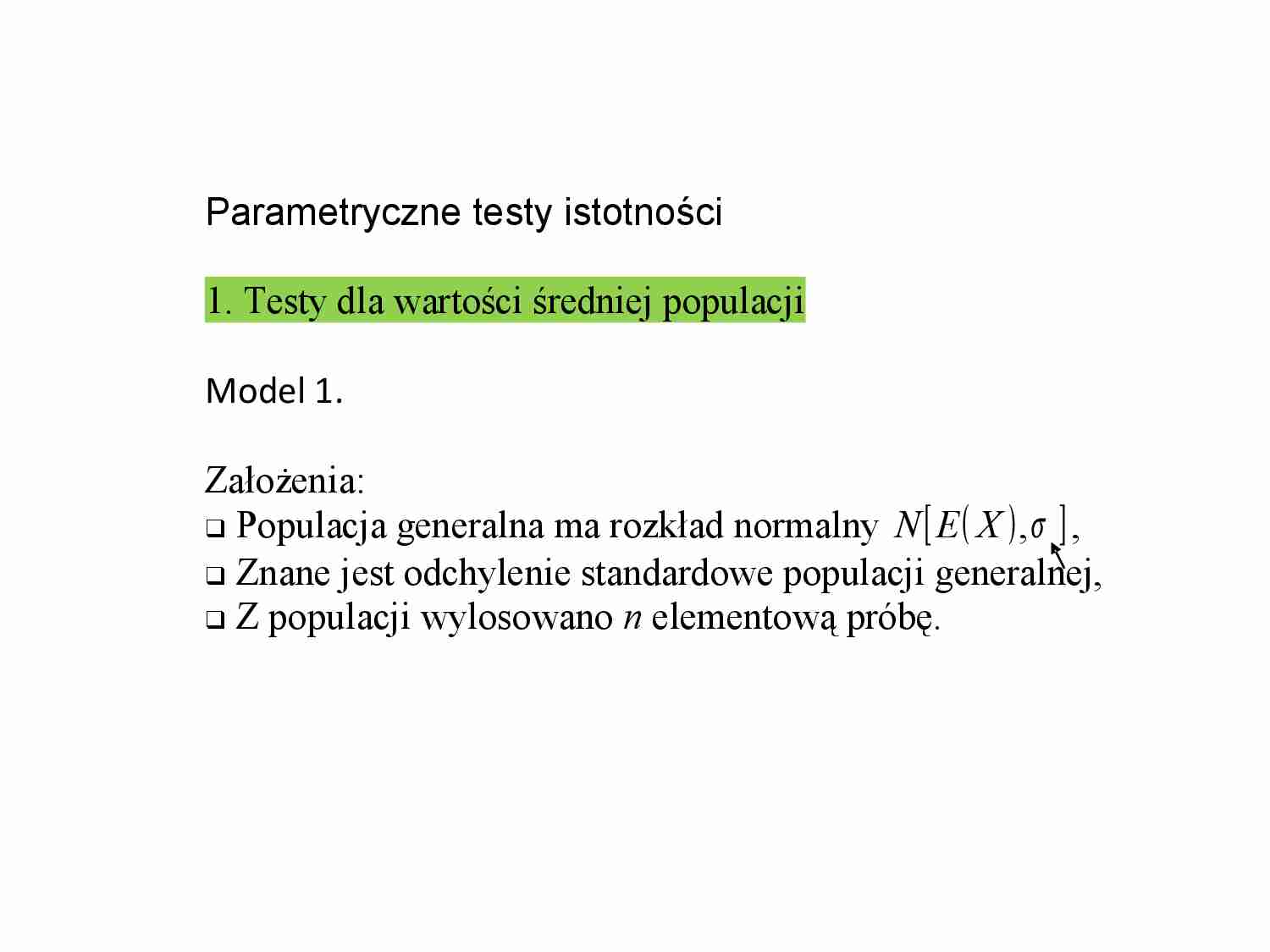 Parametryczne testy istotności - strona 1