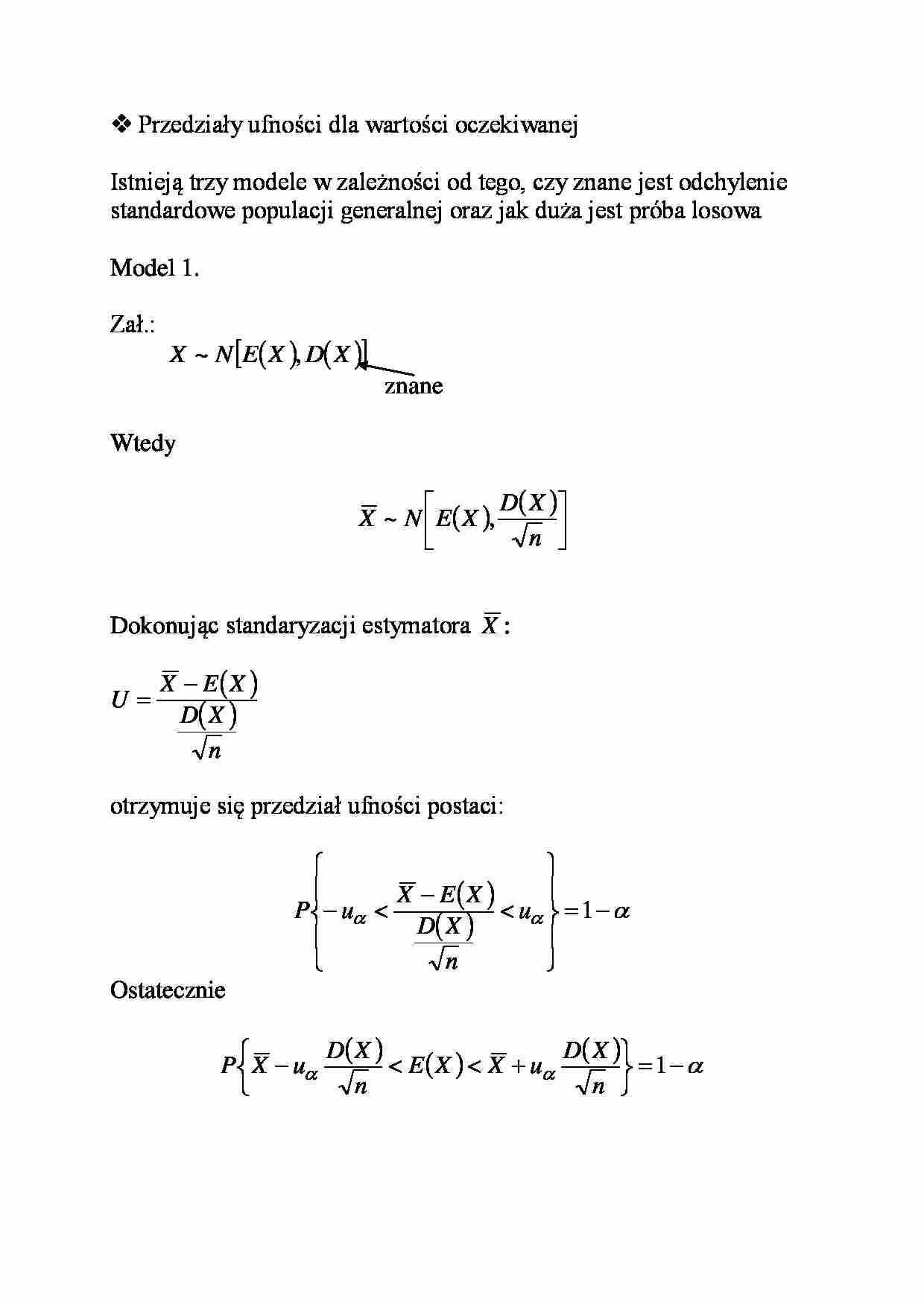 Przedziały ufności dla wartości oczekiwanej  - strona 1