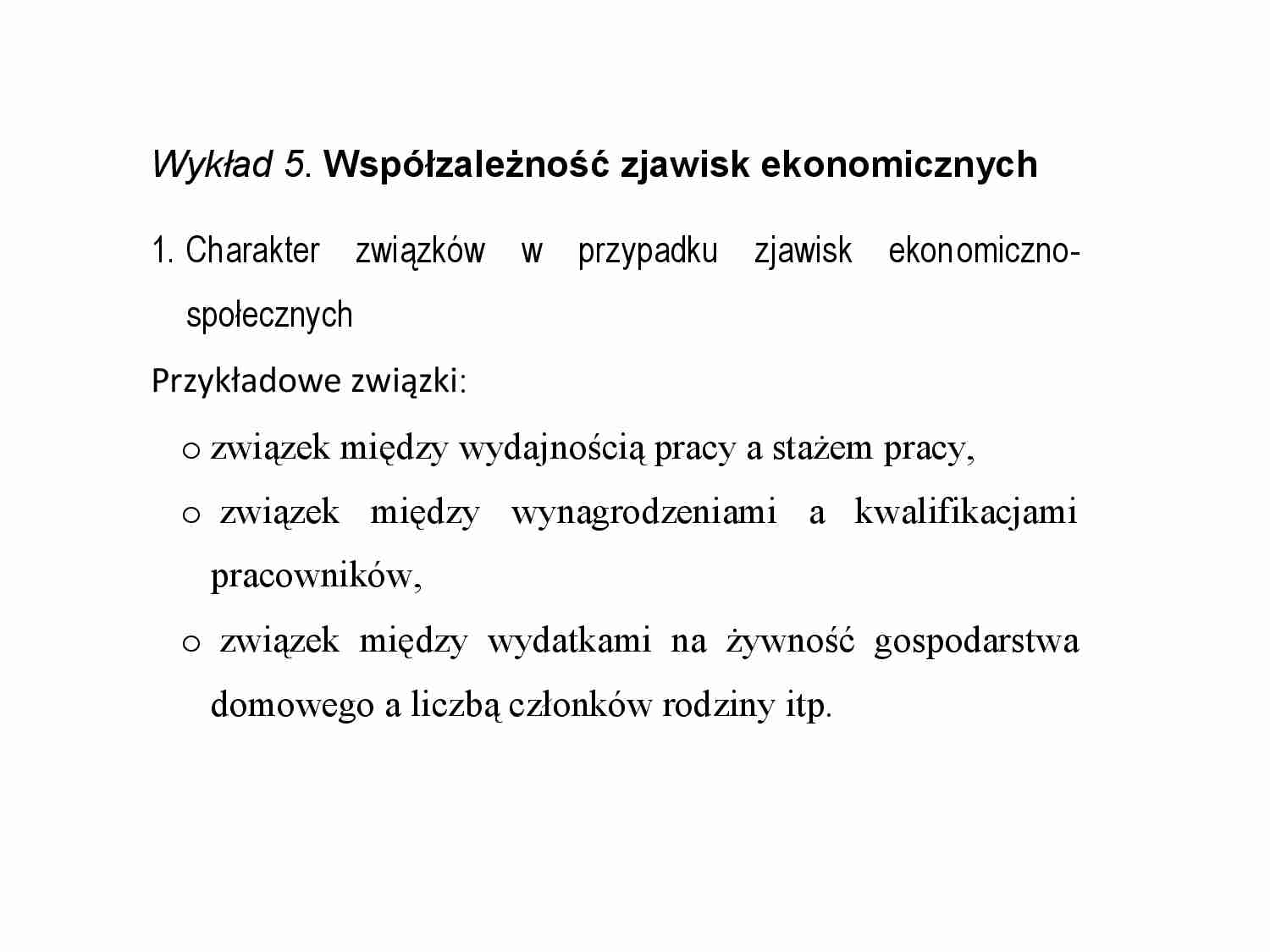 Współzależność zjawisk ekonomicznych - strona 1