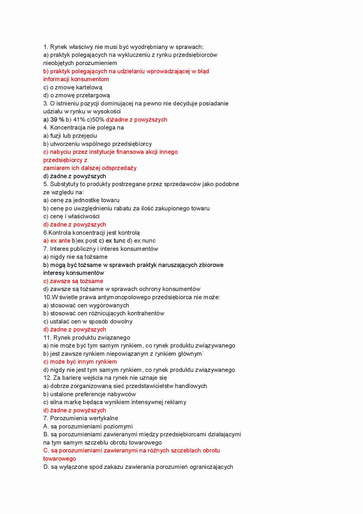 Publiczne prawo konkurencji - test 3 - strona 1