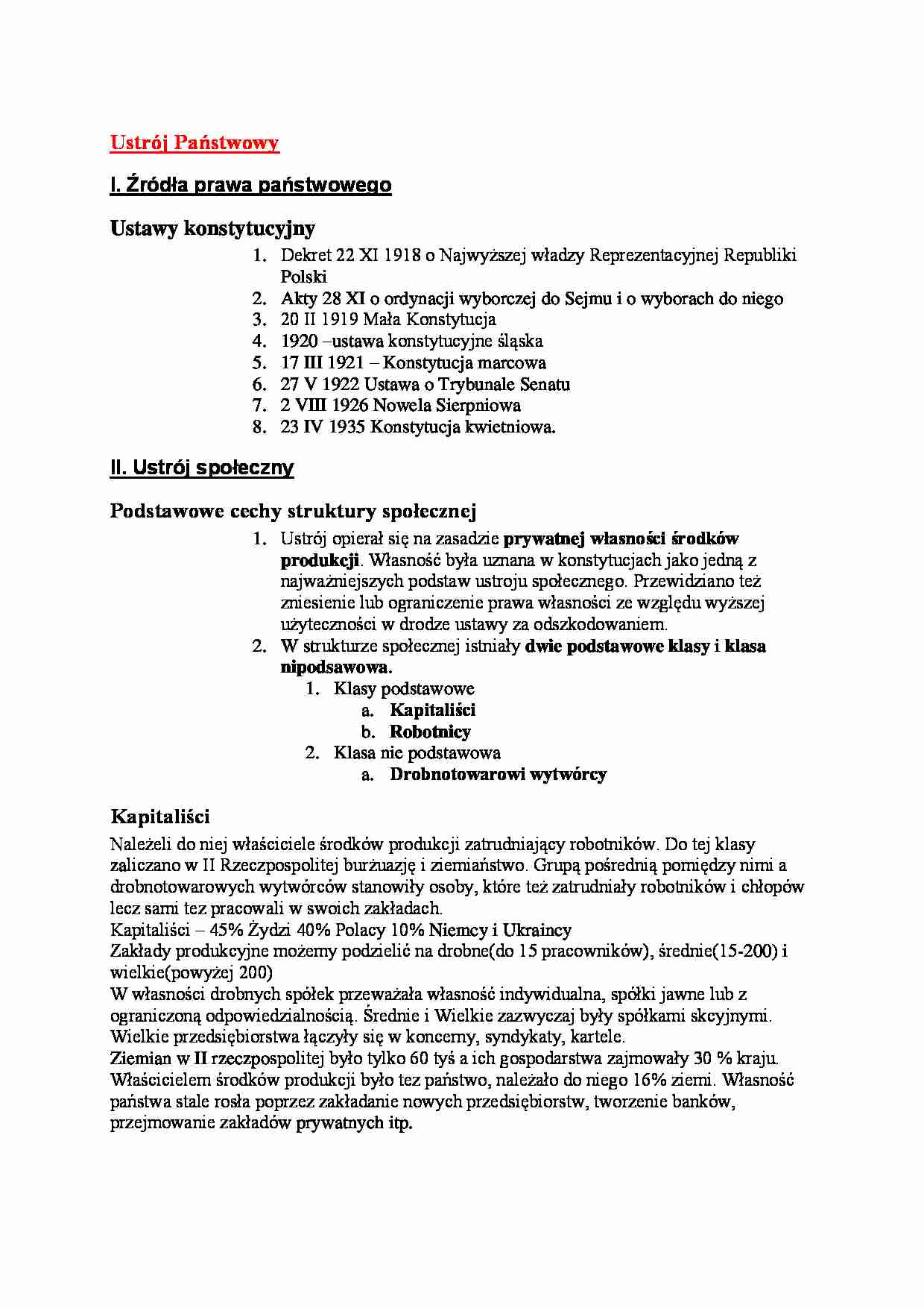 II Rzeczpospolita - Ustrój państwowy - strona 1