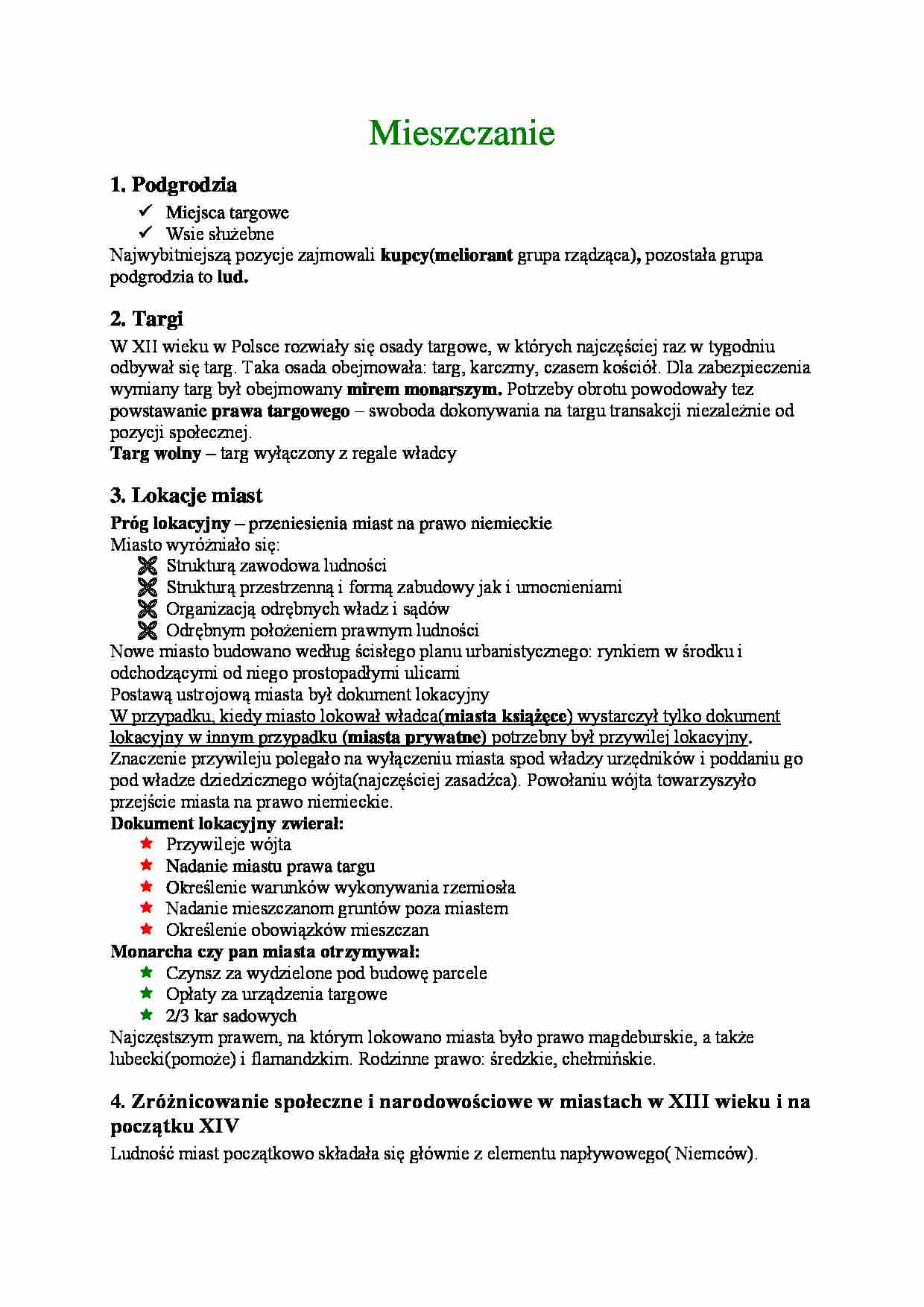 Historia państwa i prawa polskiego - Mieszczanie - strona 1