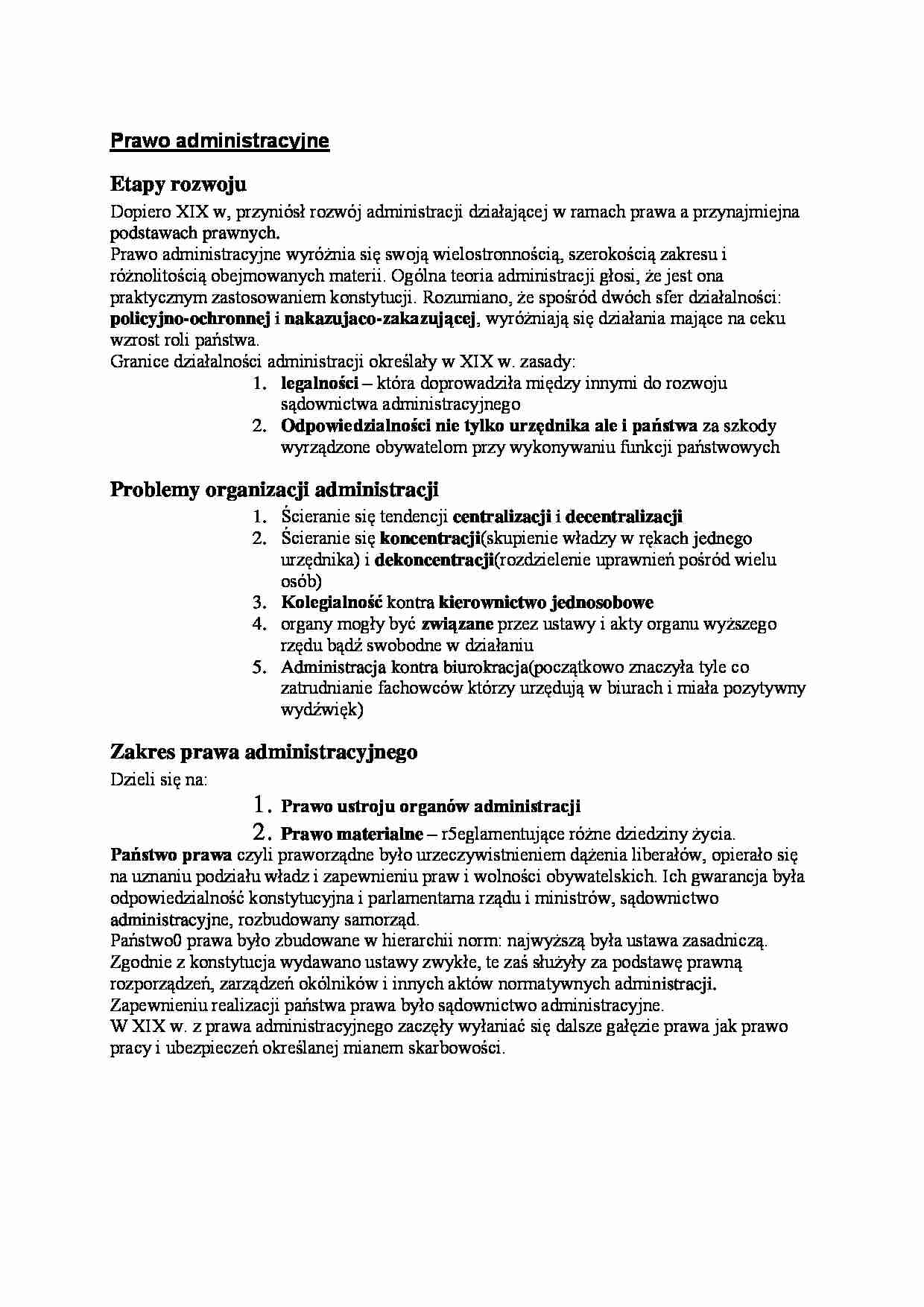 Prawo i Sąd pod zaborami - Prawo administracyjne - strona 1
