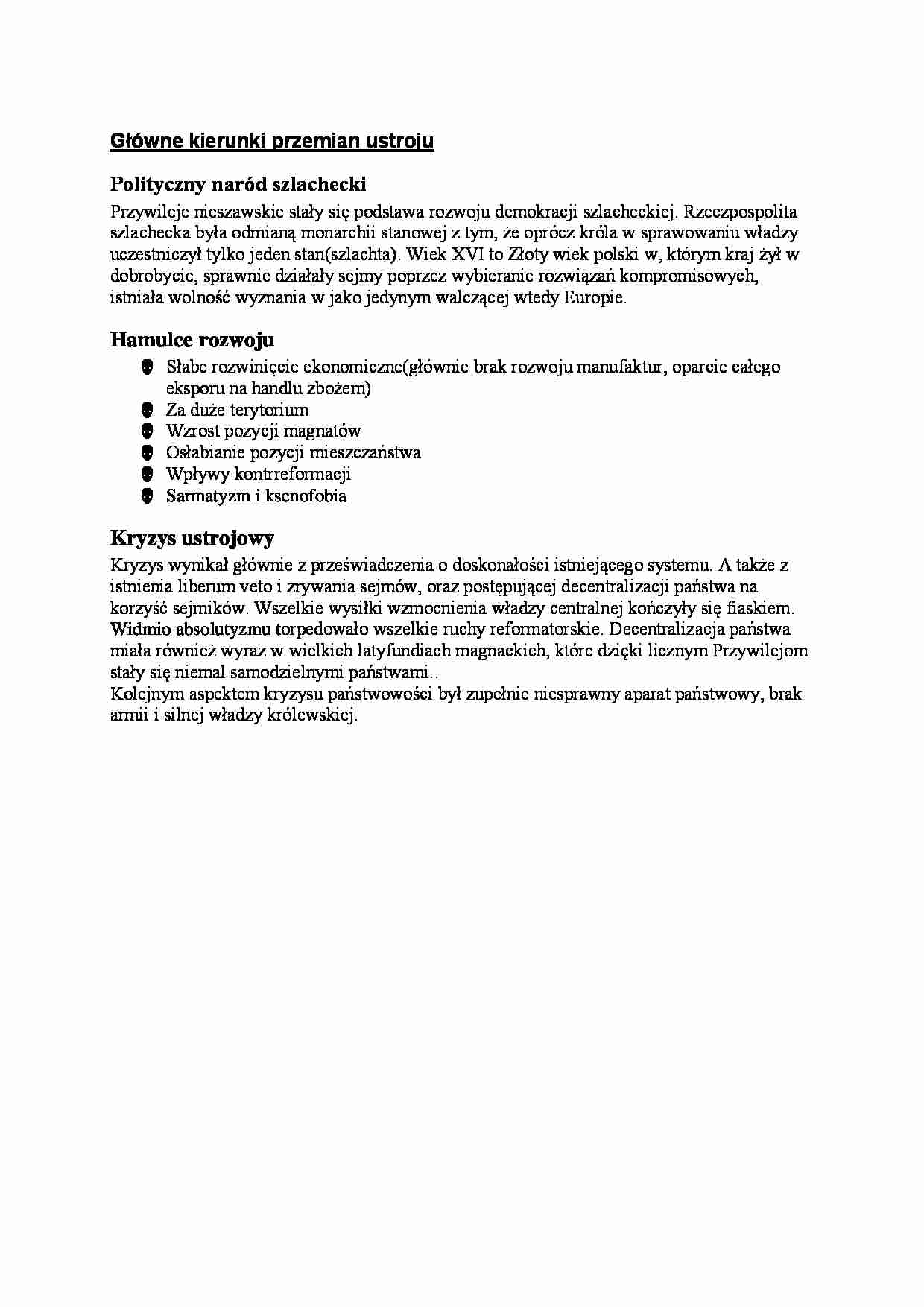 Główne kierunki przemian ustroju - strona 1