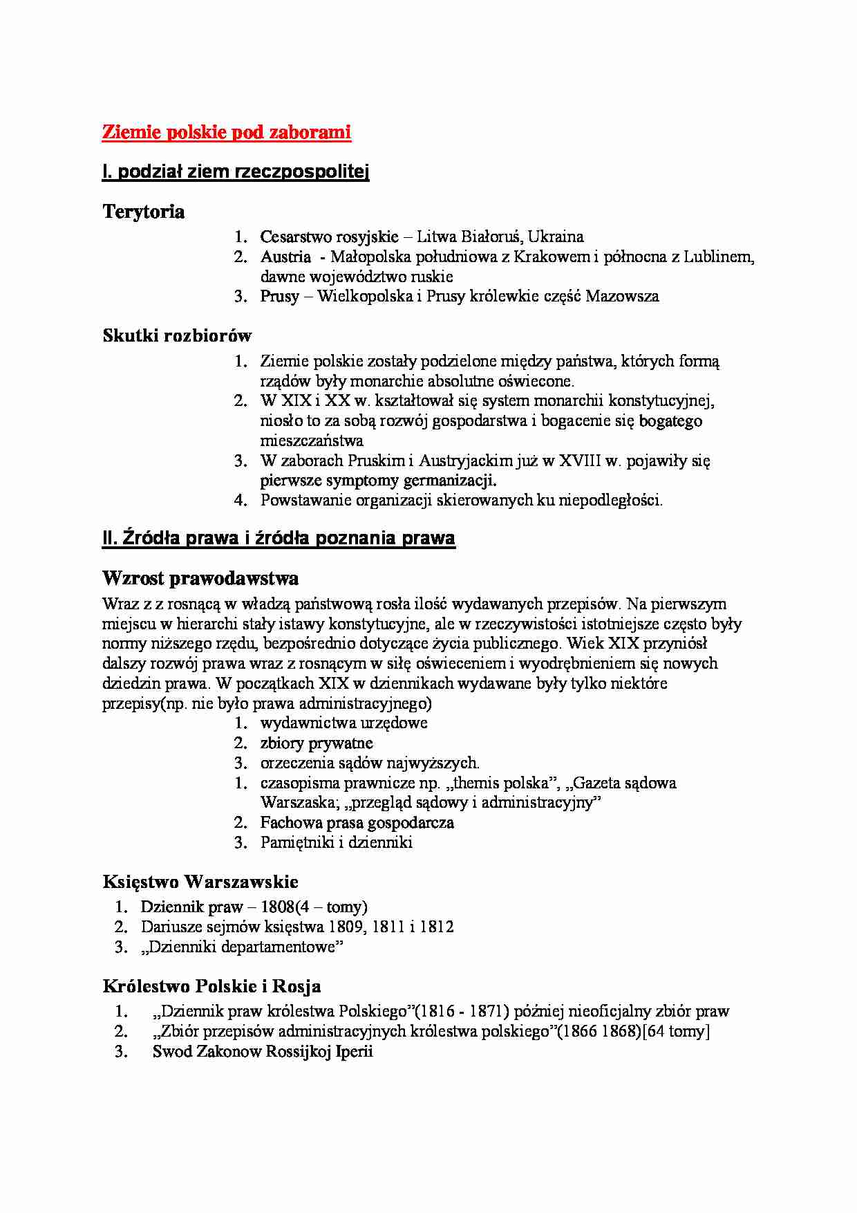 Ziemie polskie pod zaborami - strona 1