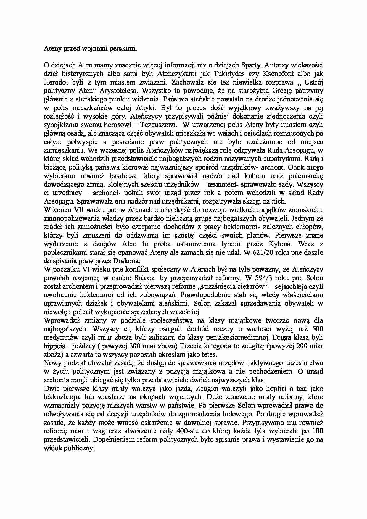 Ateny przed wojnami perskimi - strona 1