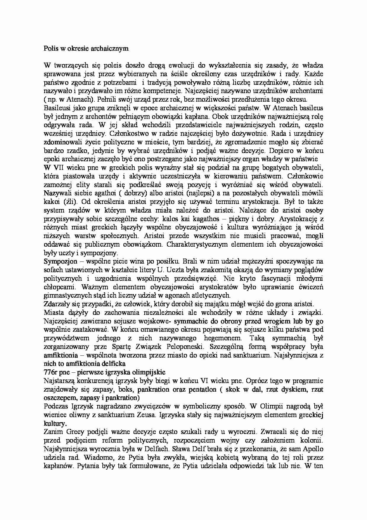 Polis w okresie archaicznym - strona 1