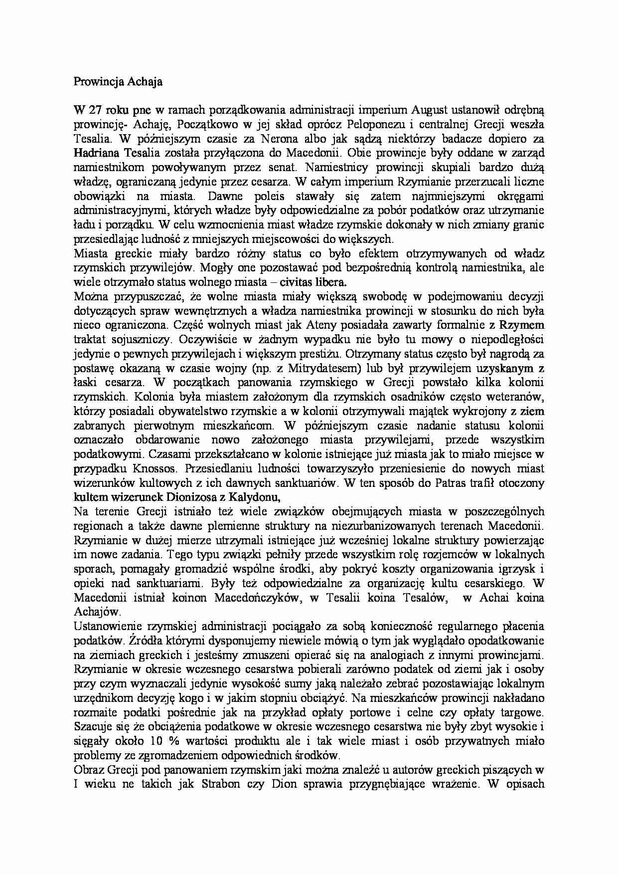 Historia Grecji - prowincja Achaja - strona 1
