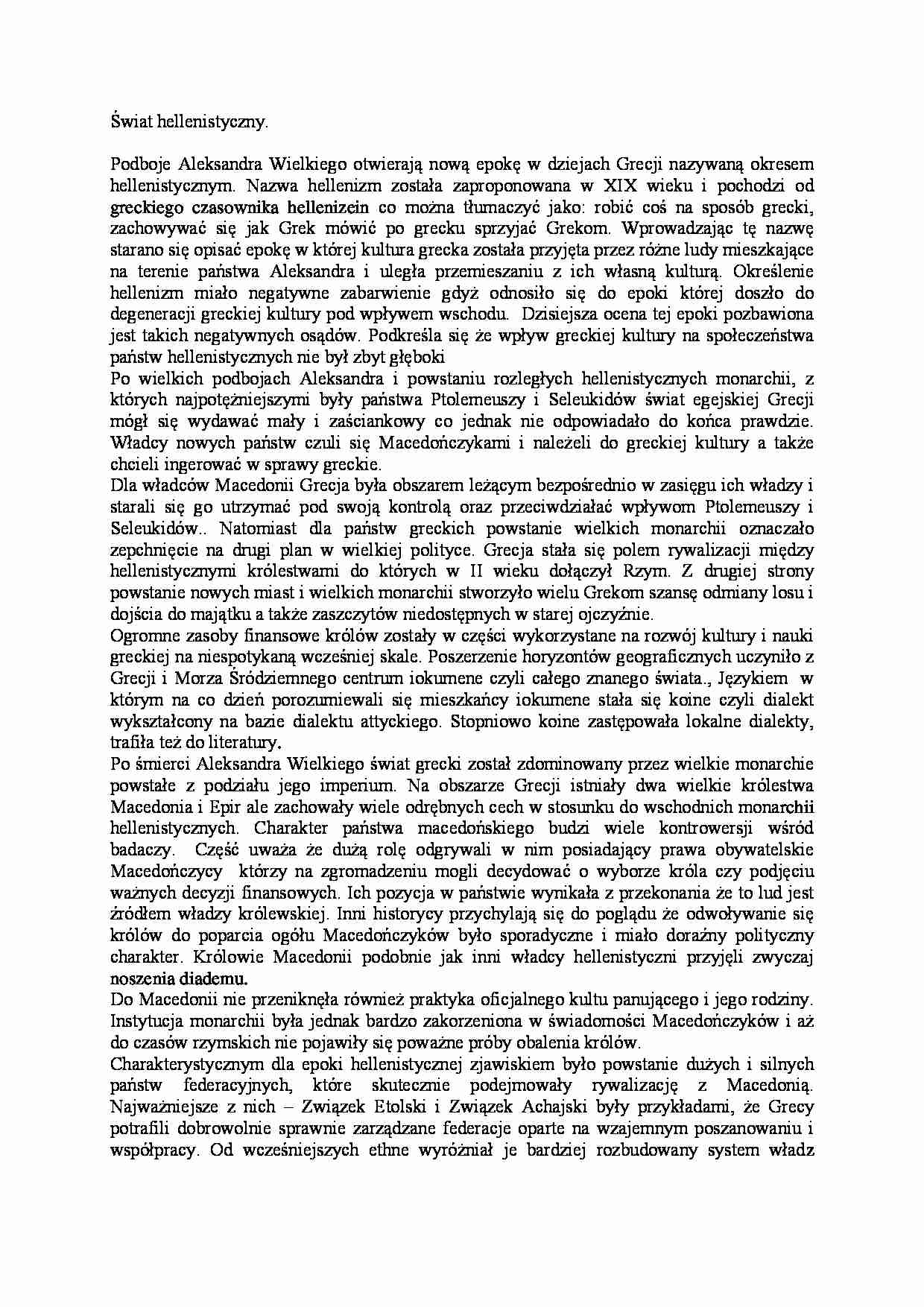 Historia Grecji - Świat hellenistyczny - strona 1