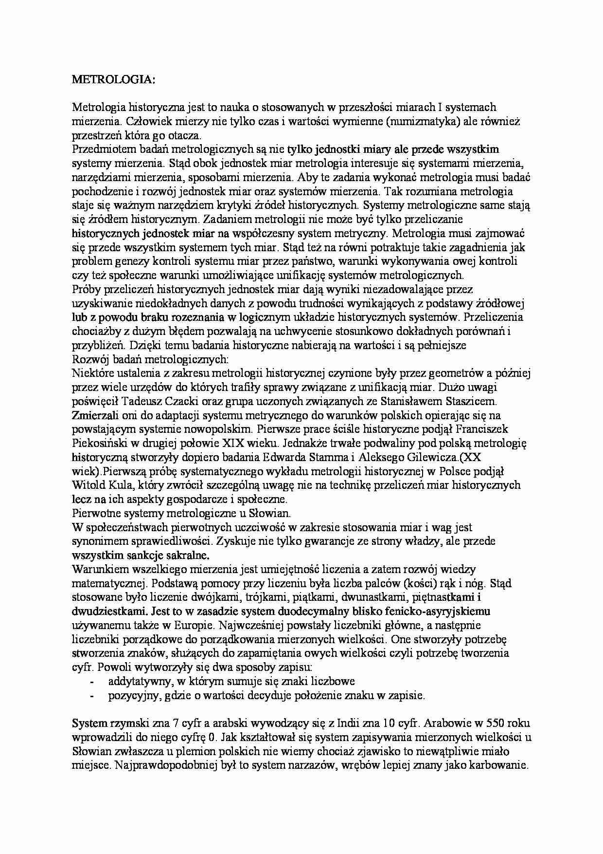 Nauki pomocnicze historii - metrologia - strona 1