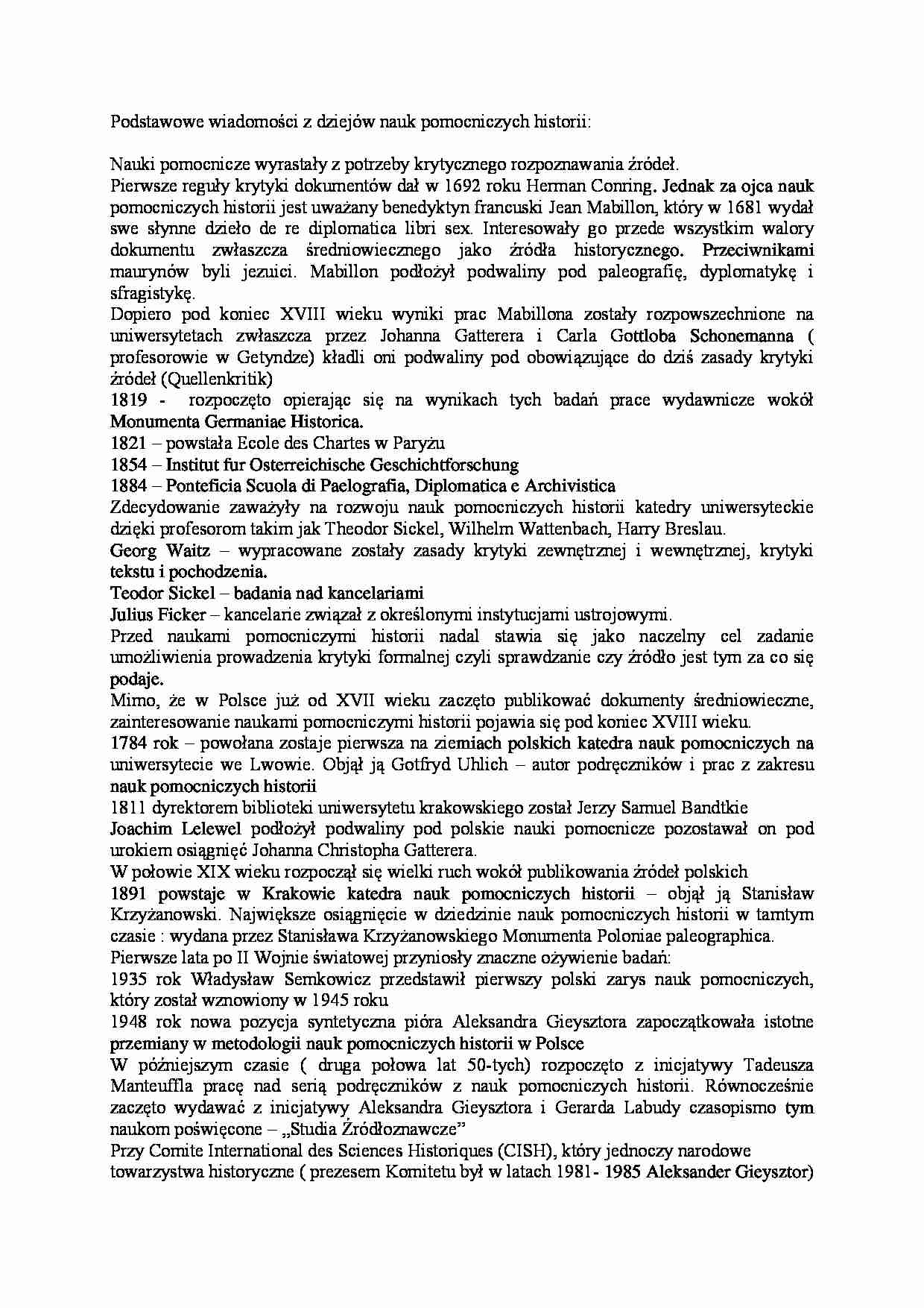 Podstawowe wiadomości z dziejów nauk pomocniczych historii - strona 1