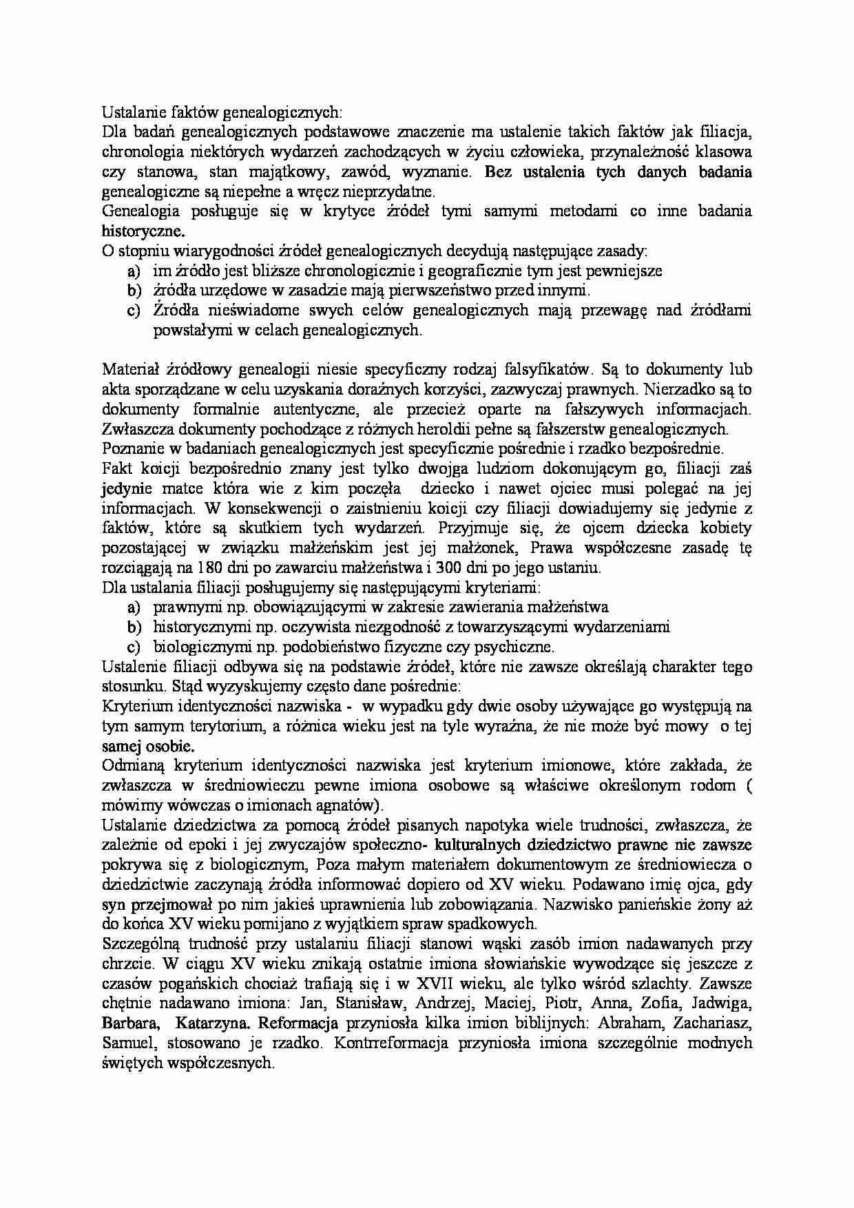 Ustalanie faktów genealogicznych - strona 1