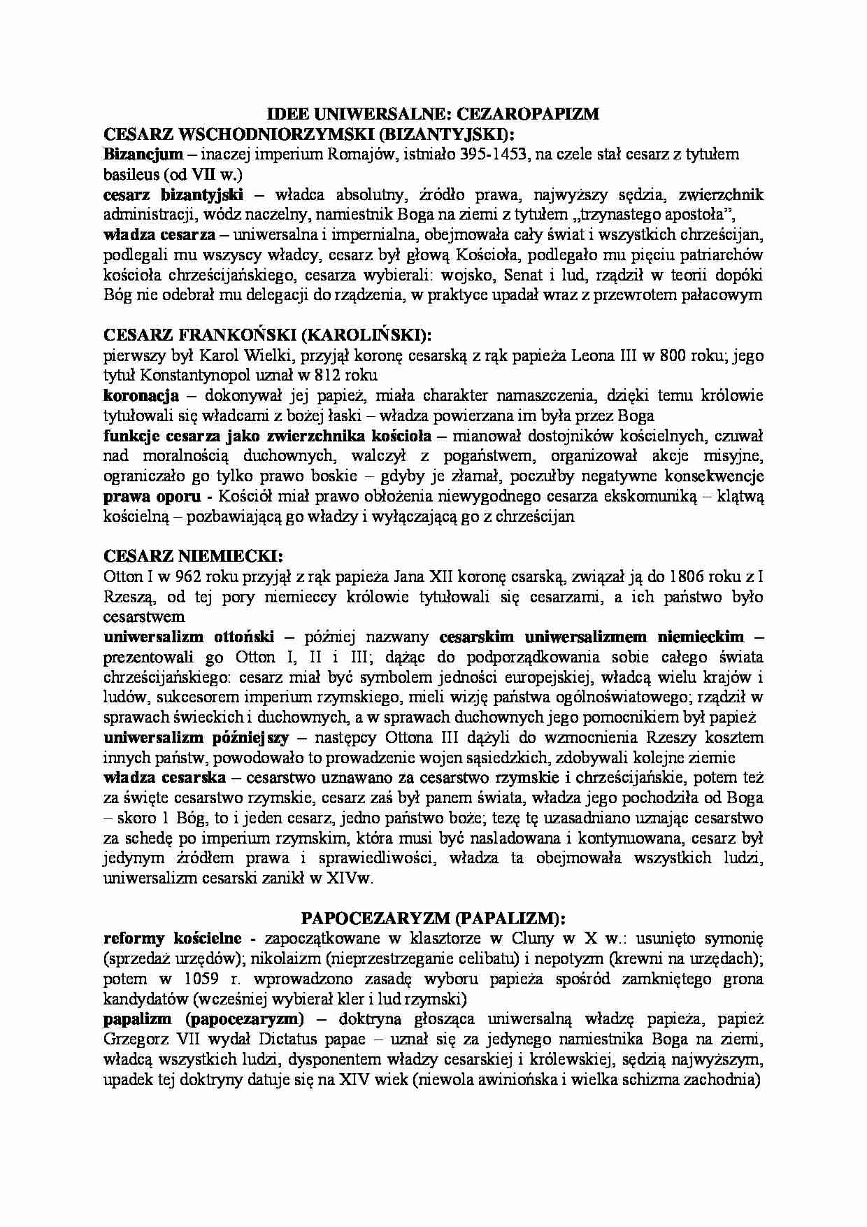 Idee uniwersalne cezaropapizm - strona 1