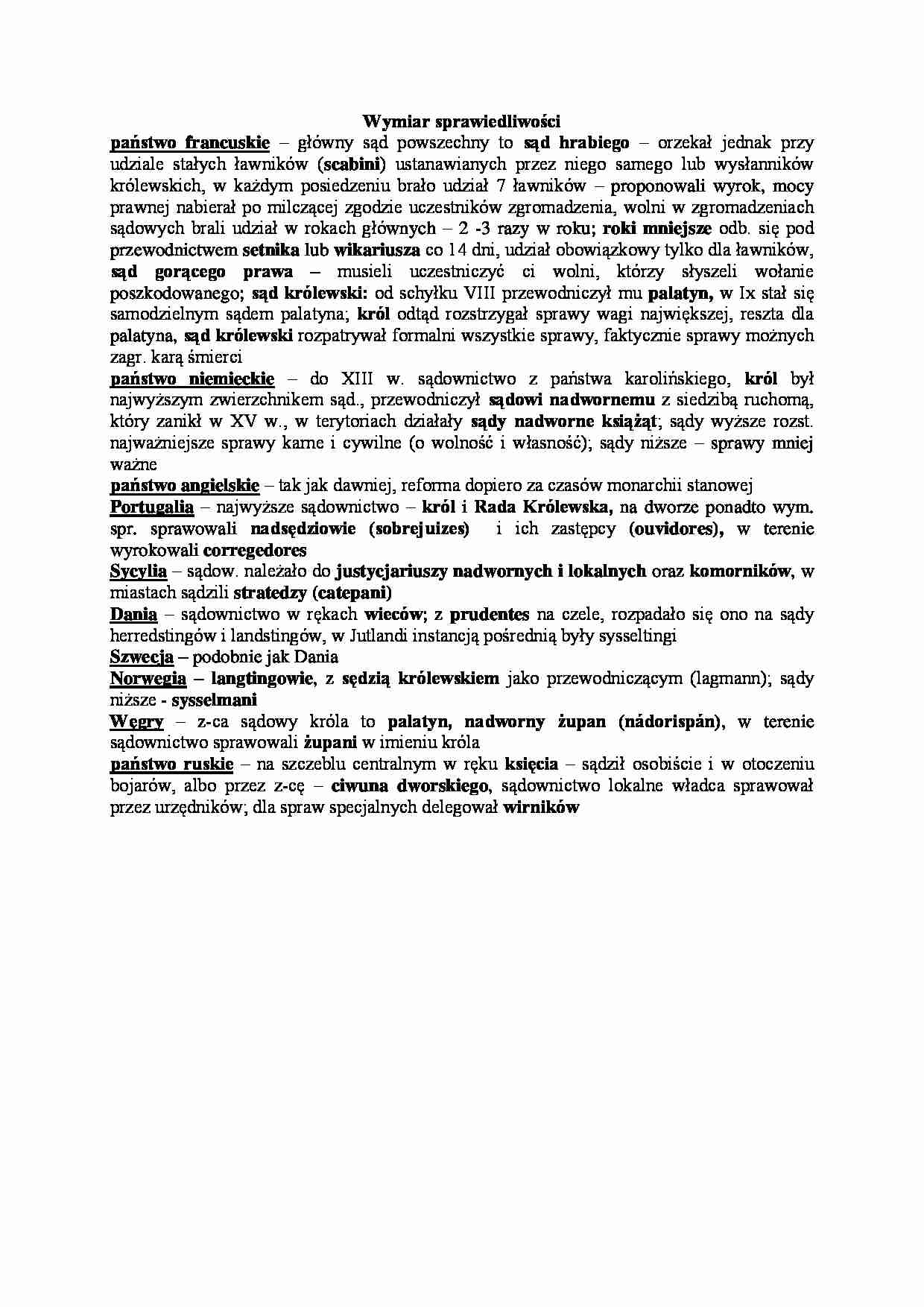 Jednolita monarchia feudalna, wymiar sprawiedliwości - strona 1