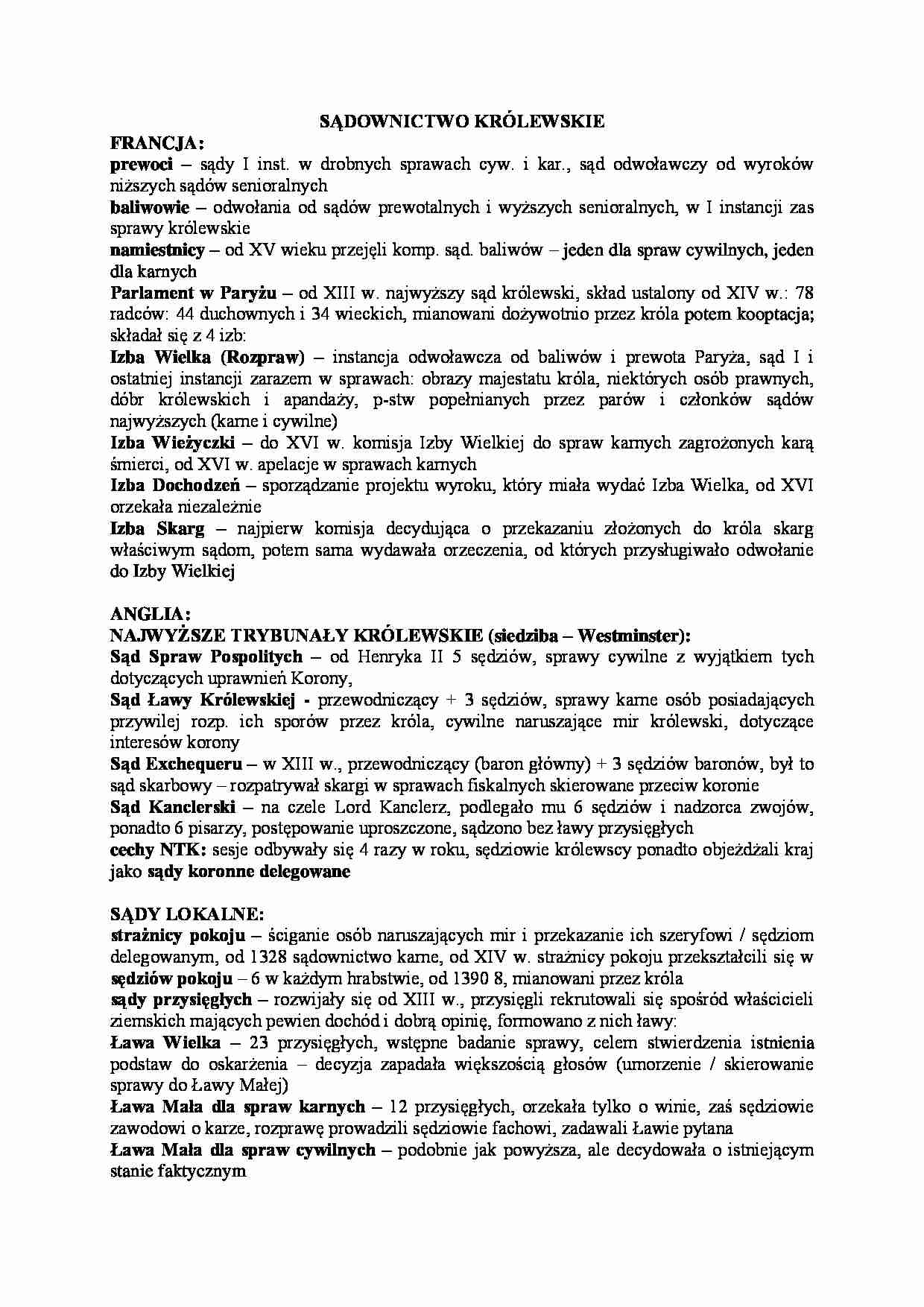 Monarchia stanowa - sądownictwo królewskie - strona 1