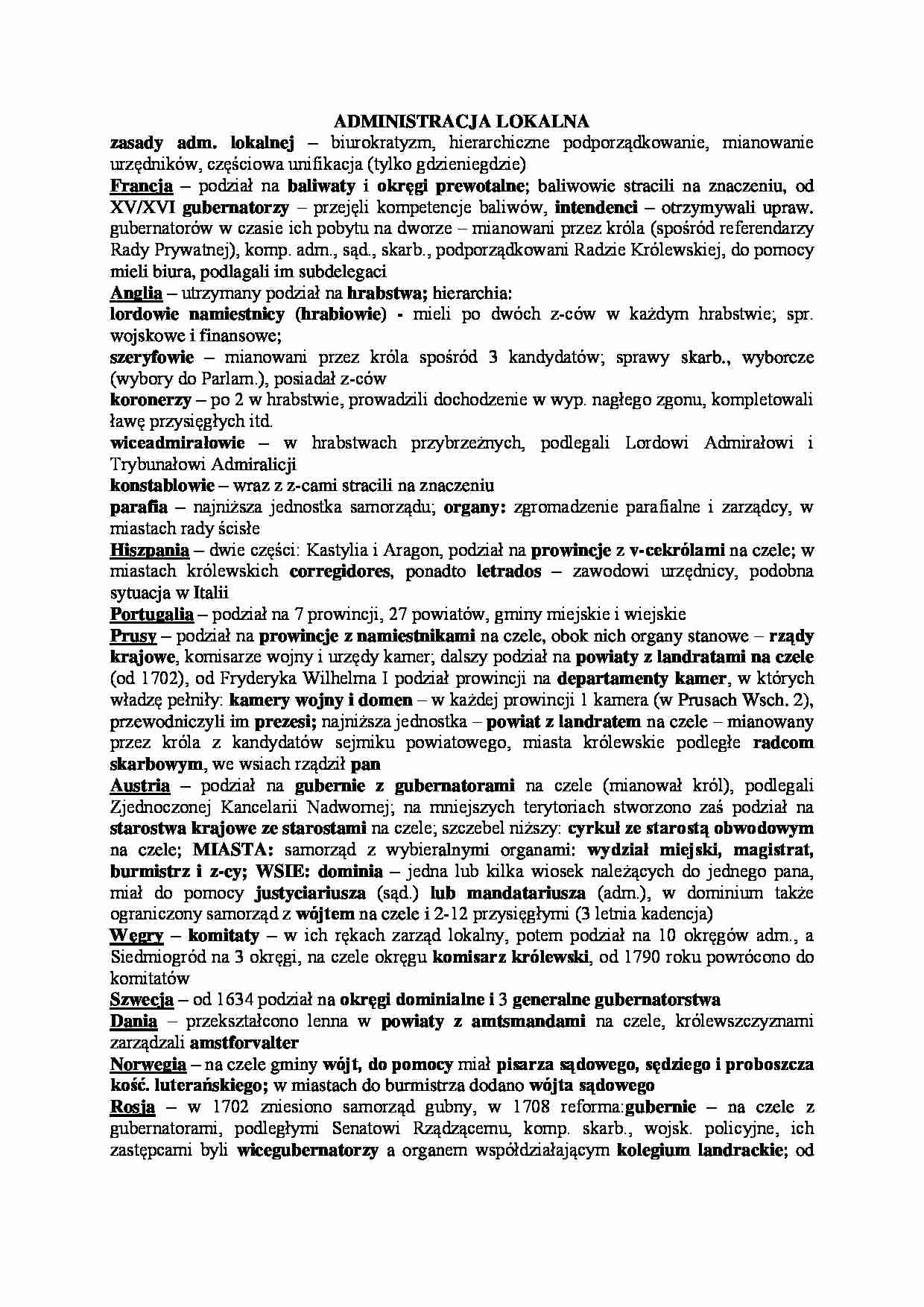 Monarchie absolutyzmu - administracja lokalna - strona 1