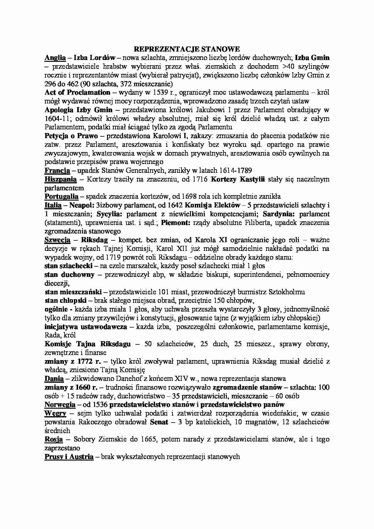 Monarchie absolutyzmu - reprezentacje stanowe - strona 1