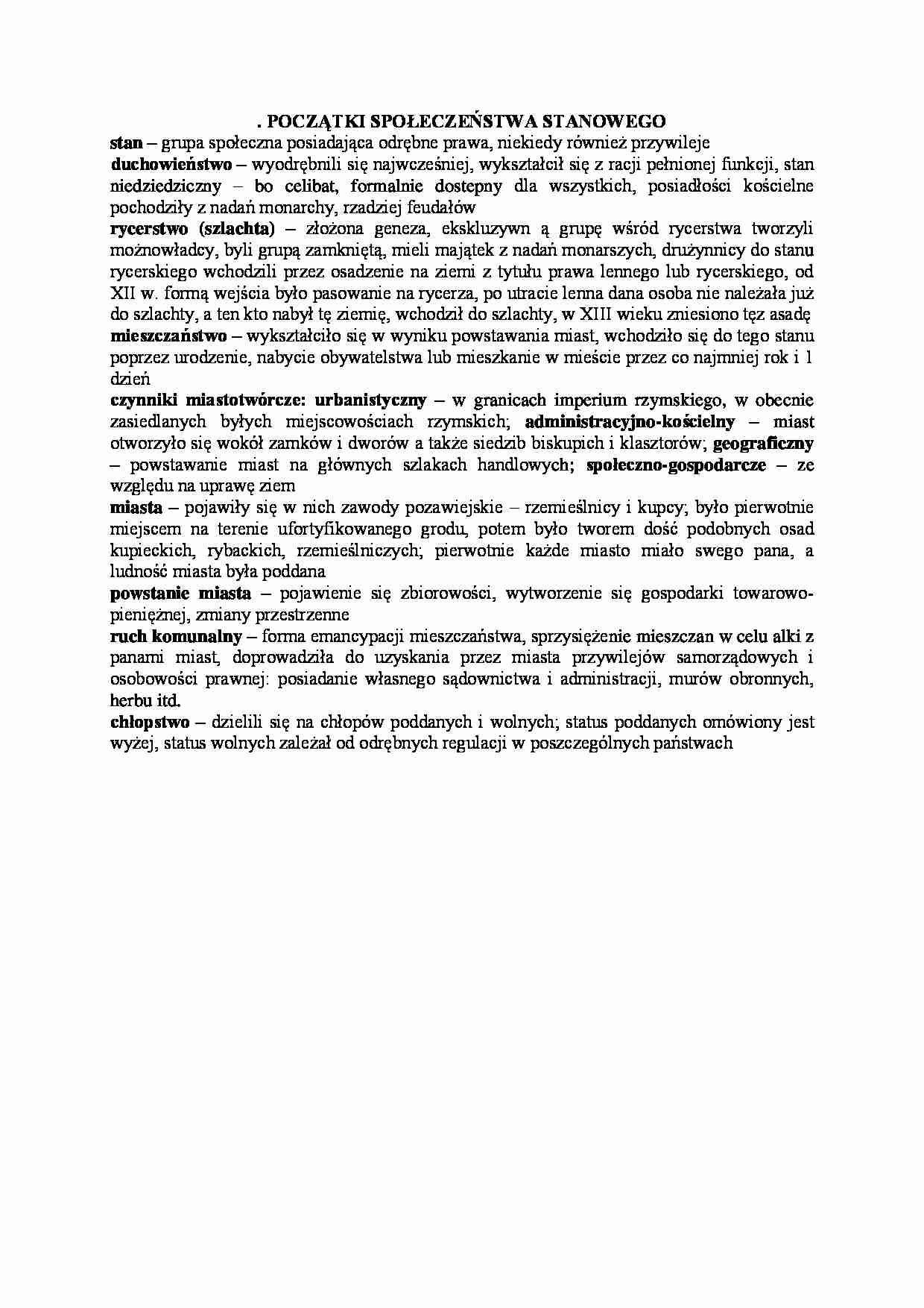 Początki społeczeństwa stanowego - strona 1
