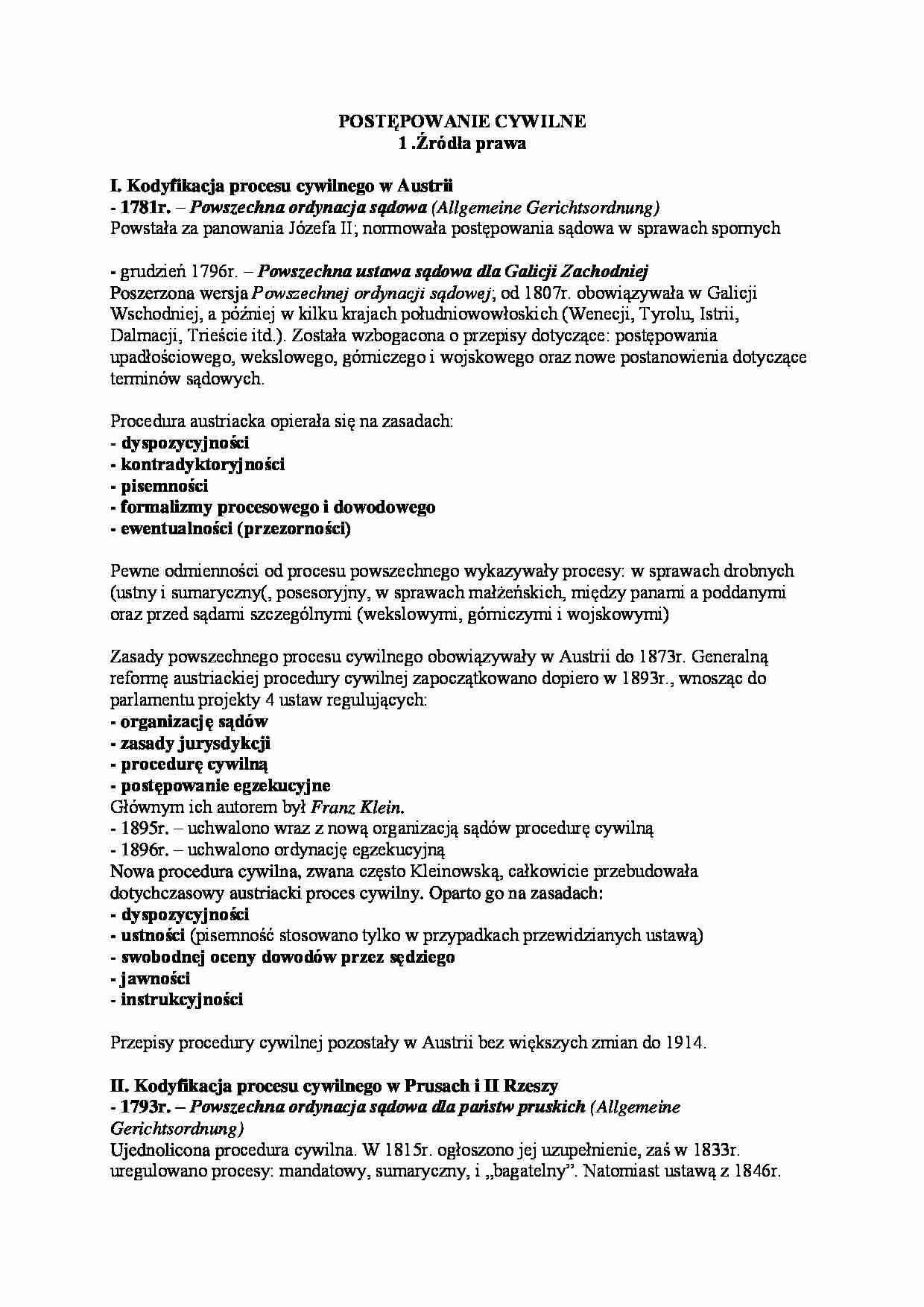 Historia państwa i prawa - postępowanie cywilne - strona 1