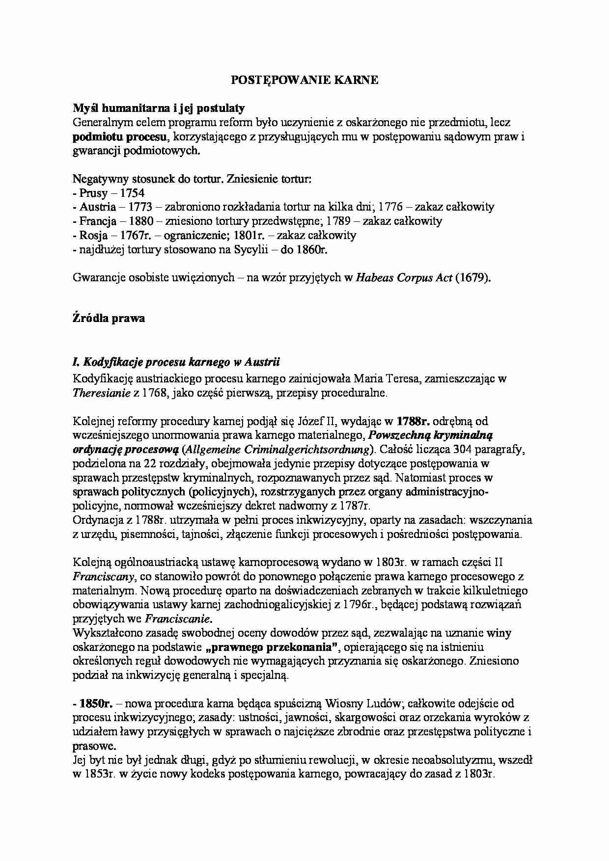 Historia państwa i prawa - postępowanie karne - strona 1